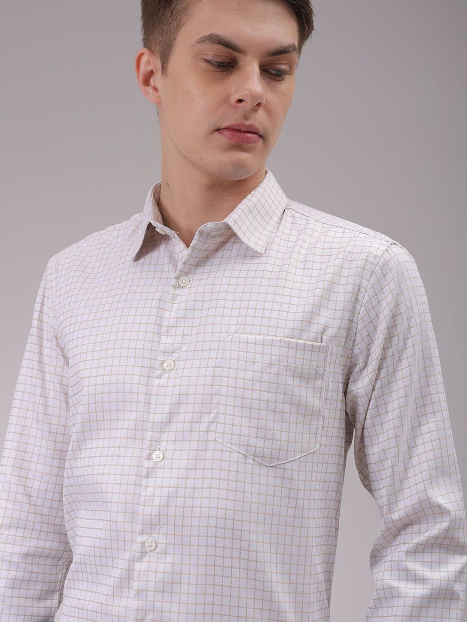 The Indian Garage Co. Poly Cotton Slim Fit Full Sleeves Men's Formal Shirt - Beige ( Pack of 1 )     			The Indian Garage Co. Poly Cotton Slim Fit Full Sleeves Men's Formal Shirt - Beige ( Pack of 1 )