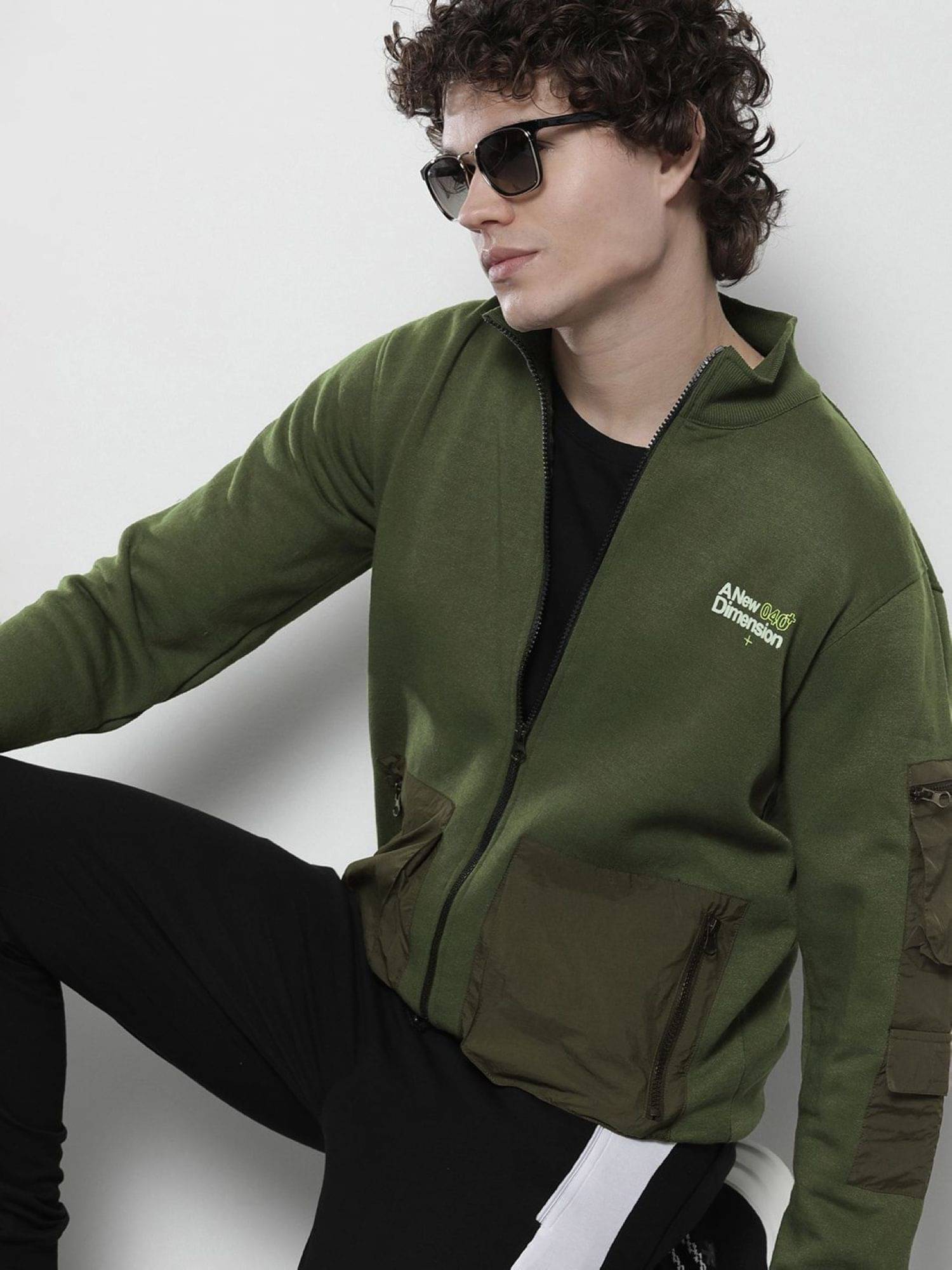 The Indian Garage Co. Polyester High Neck Men's Sweatshirt - Olive ( Pack of 1 ) The Indian Garage Co. Polyester High Neck Men's Sweatshirt - Olive ( Pack of 1 )