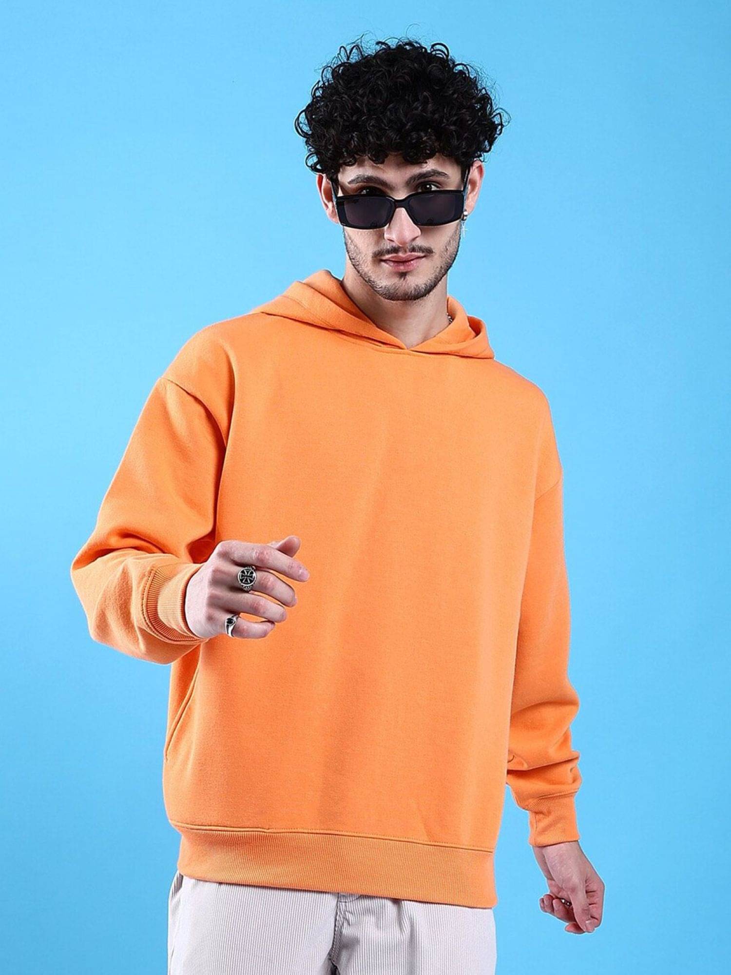     			The Indian Garage Co. Polyester Hooded Men's Sweatshirt - Orange ( Pack of 1 )