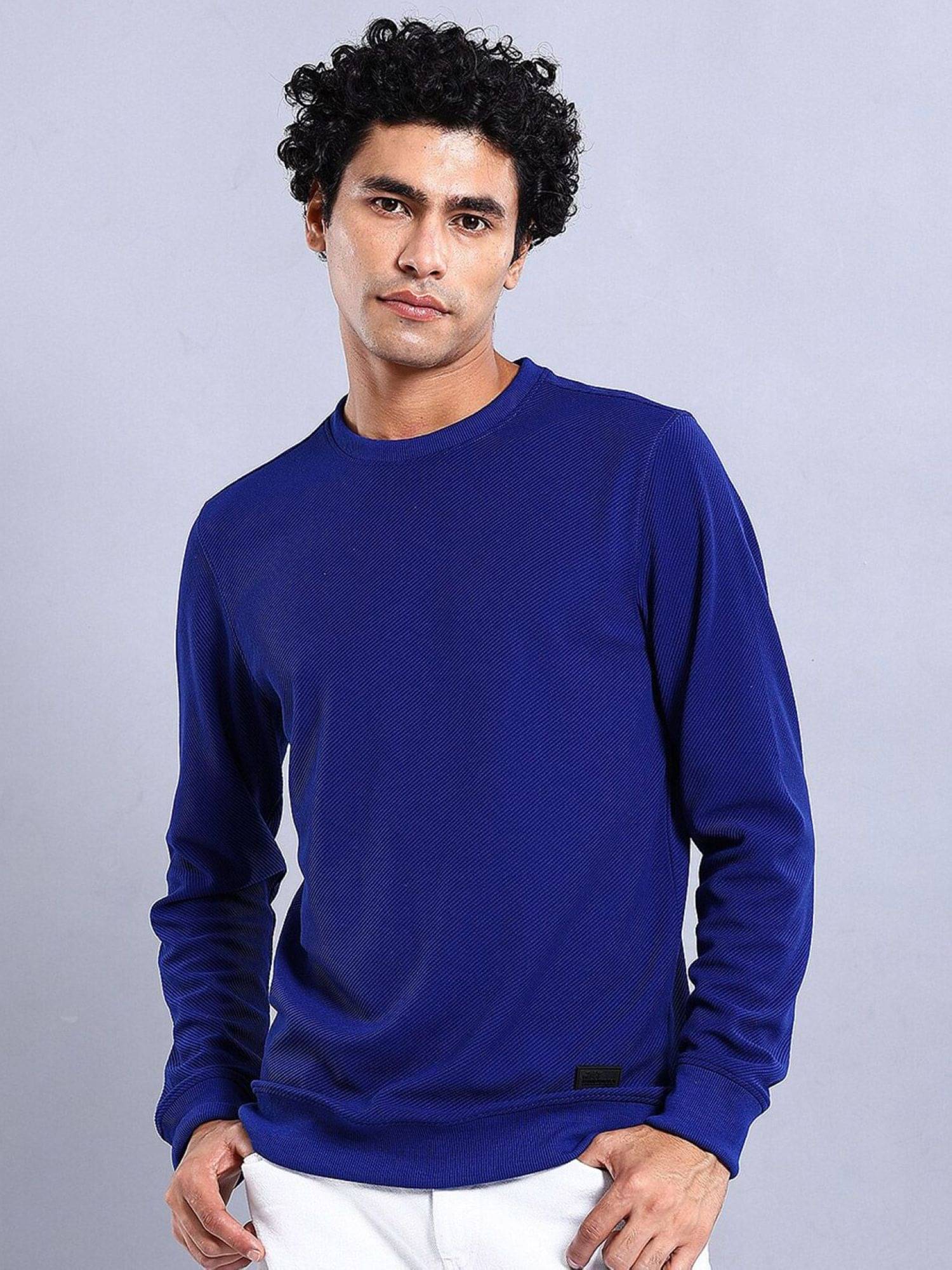     			The Indian Garage Co. Polyester Round Neck Men's Sweatshirt - Light Blue ( Pack of 1 )