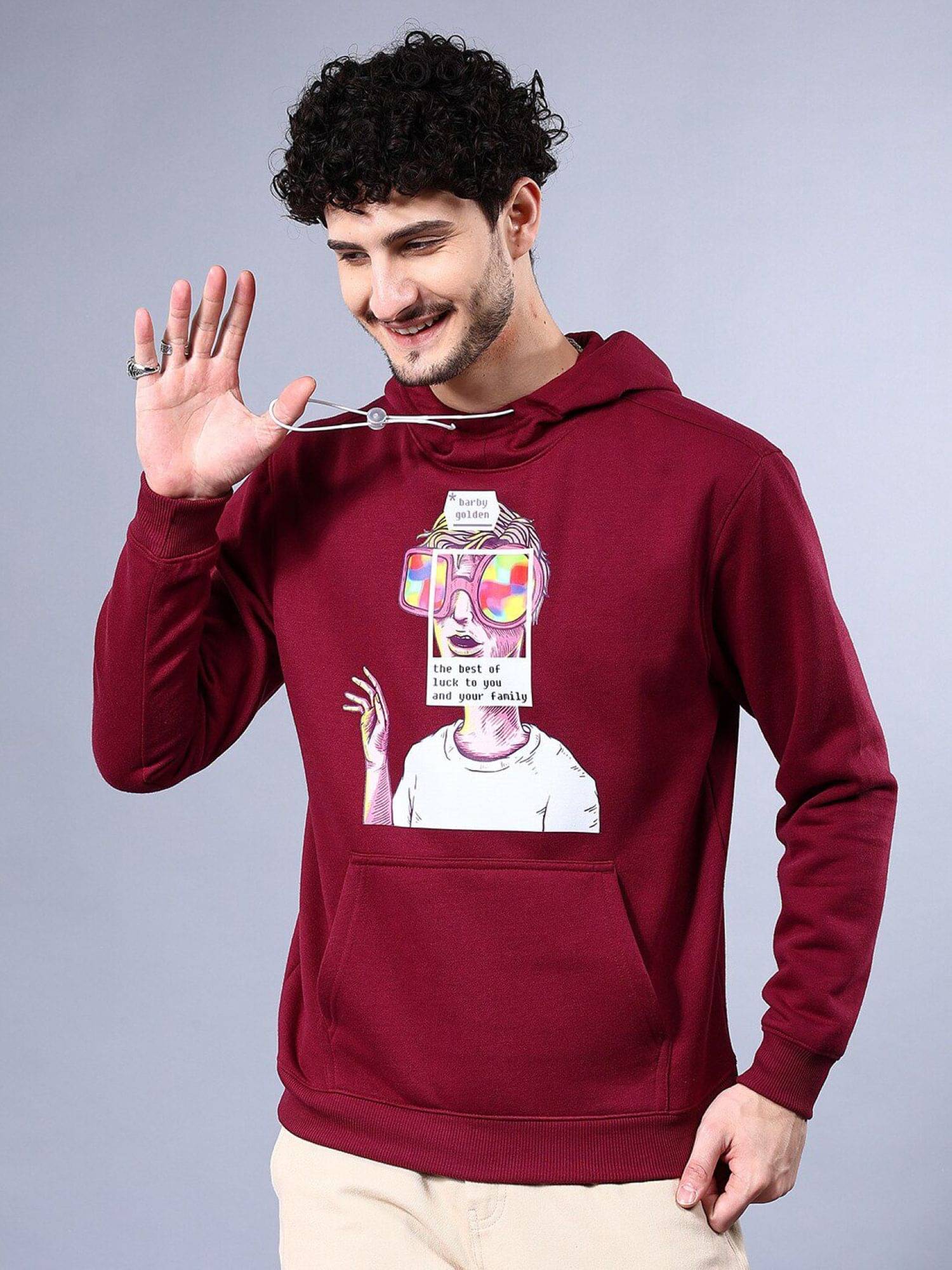     			The Indian Garage Co. Polyester Hooded Men's Sweatshirt - Red ( Pack of 1 )