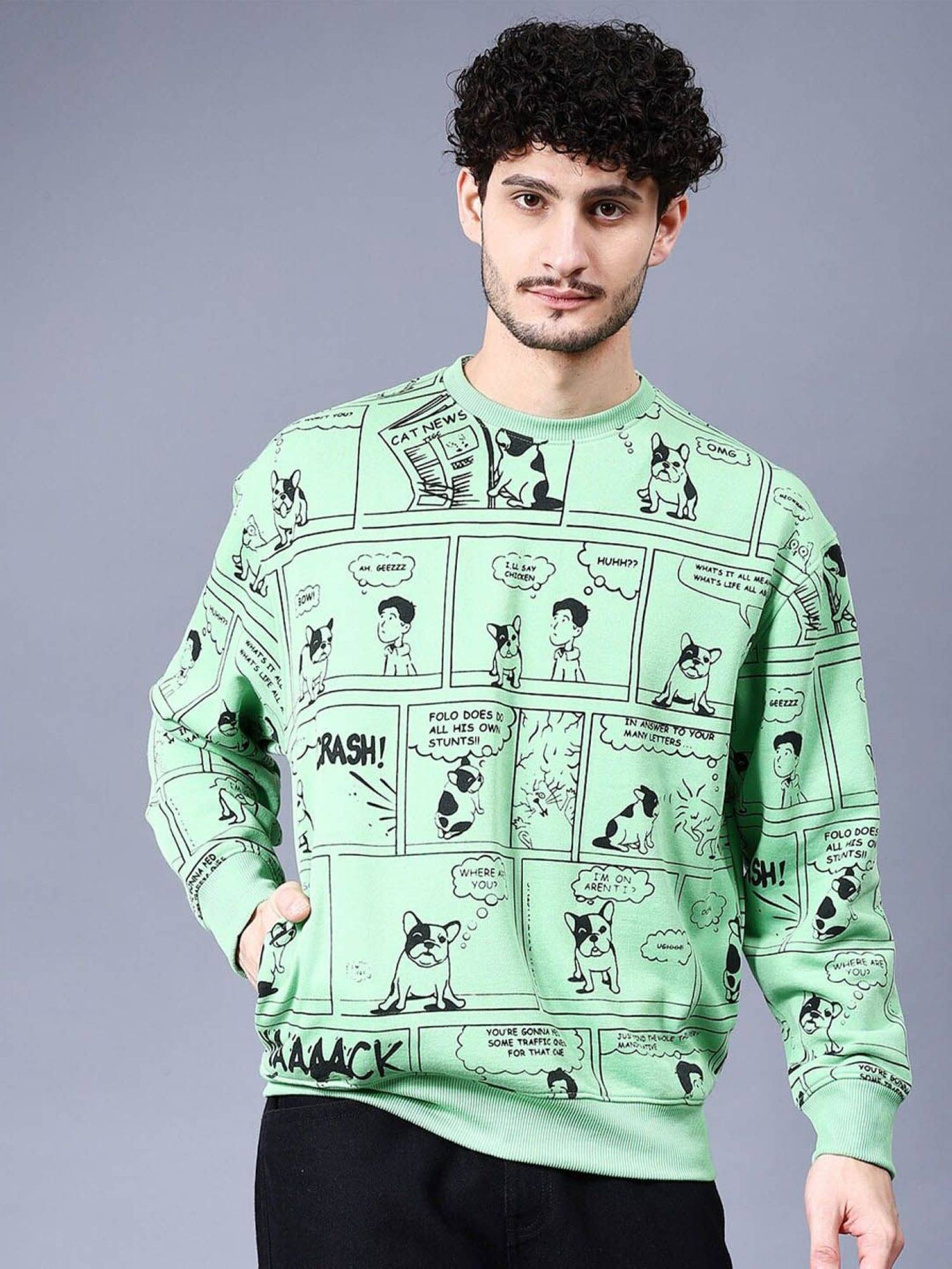     			The Indian Garage Co. Polyester Round Neck Men's Sweatshirt - Green ( Pack of 1 )