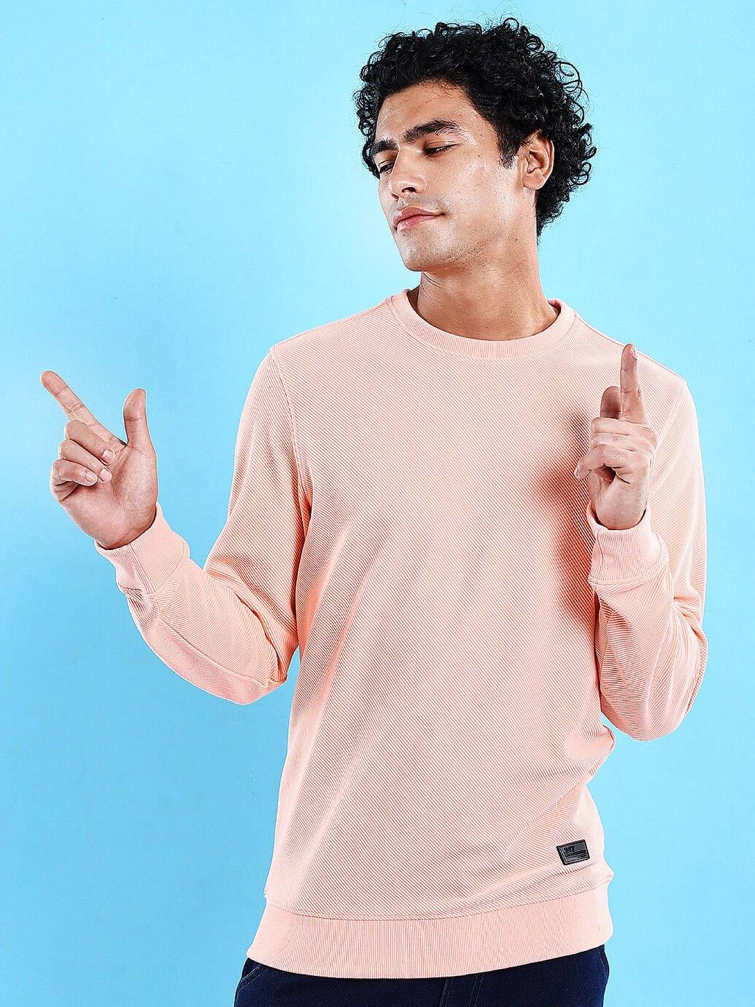     			The Indian Garage Co. Polyester Round Neck Men's Sweatshirt - Peach ( Pack of 1 )