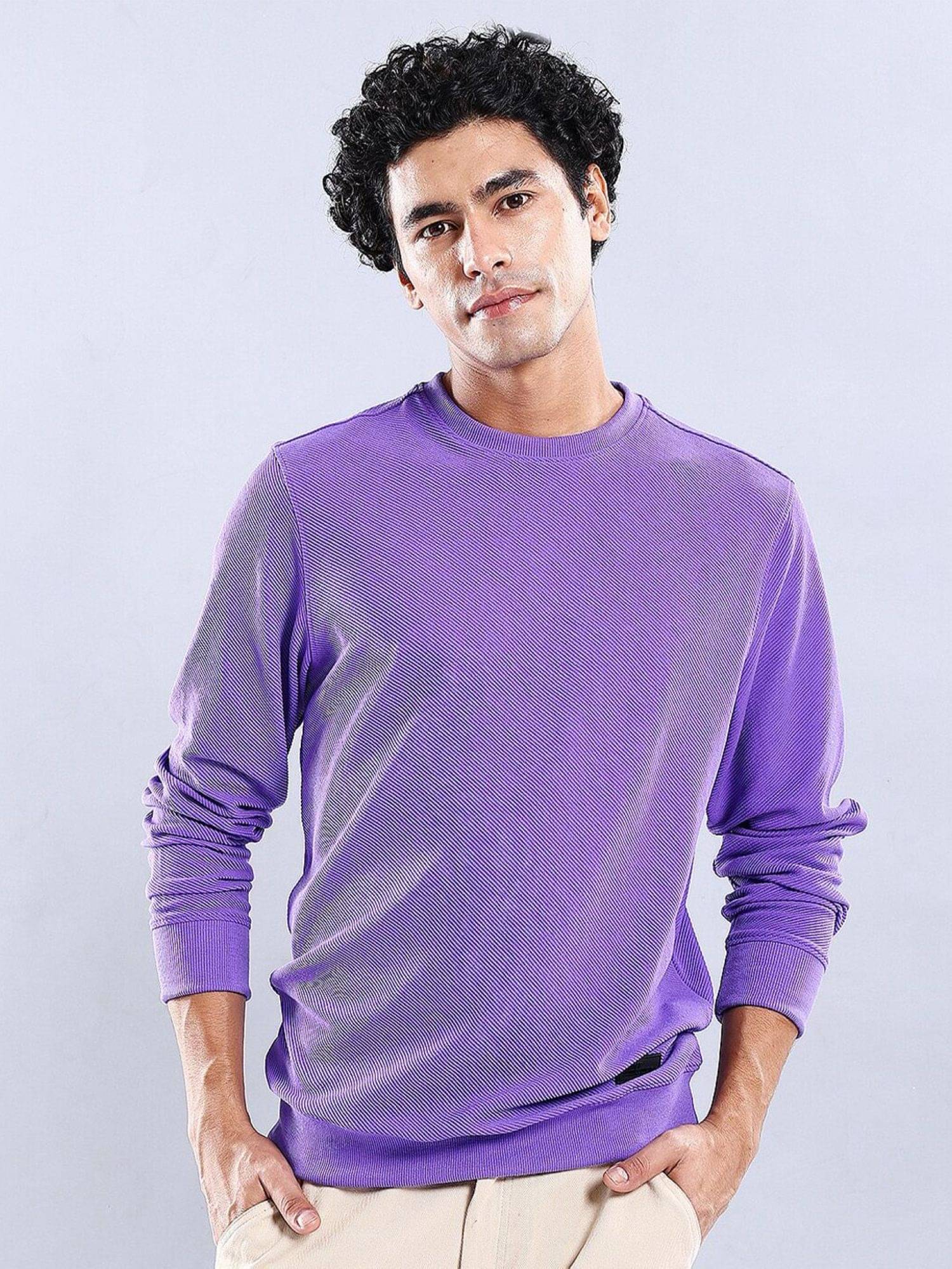 The Indian Garage Co. Polyester Round Neck Men's Sweatshirt - Purple ( Pack of 1 )     			The Indian Garage Co. Polyester Round Neck Men's Sweatshirt - Purple ( Pack of 1 )