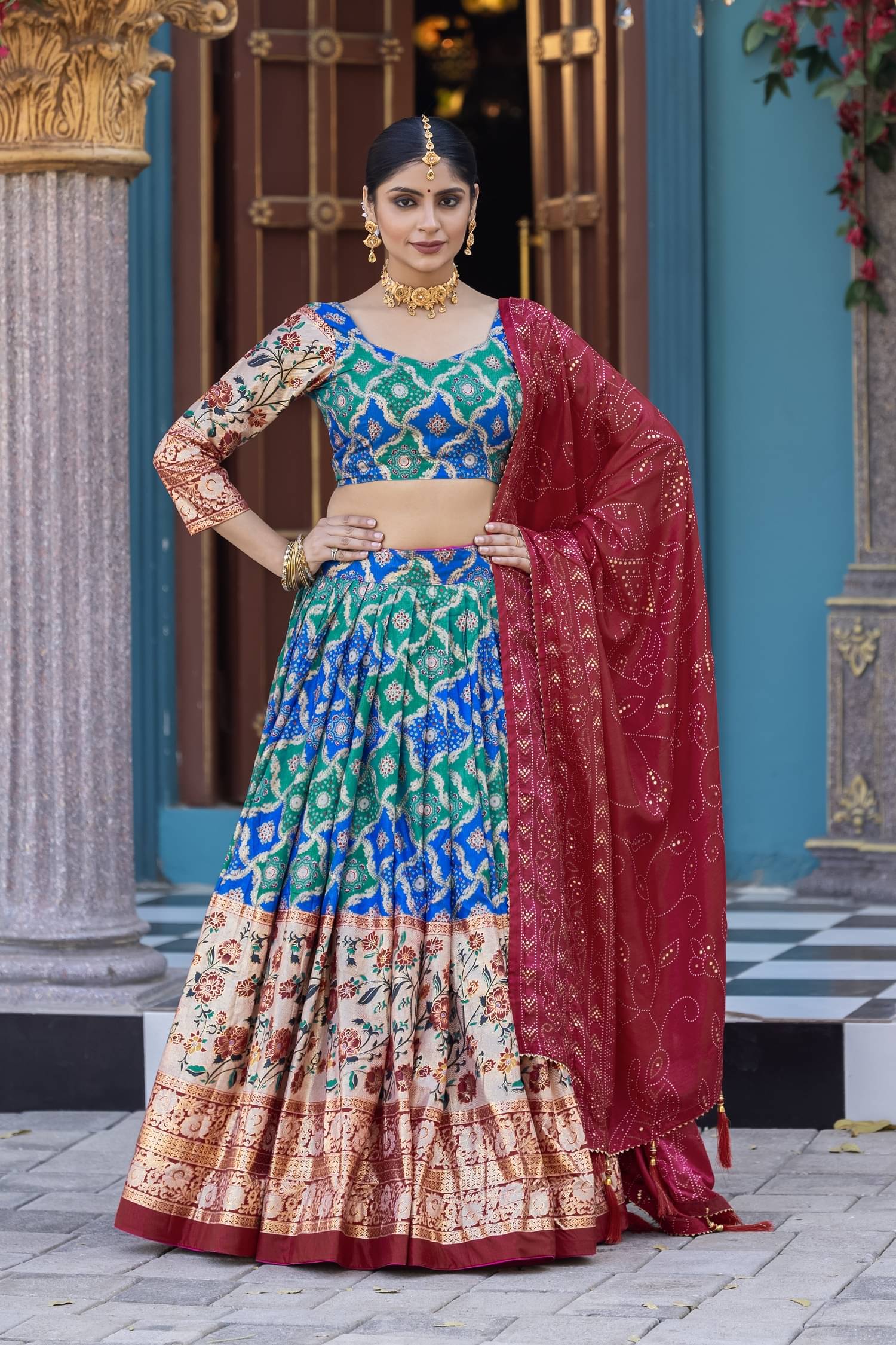 A TO Z CART Blue Tussar Silk Chaniya Choli Semi Stitched Lehenga Single A TO Z CART Blue Tussar Silk Chaniya Choli Semi Stitched Lehenga Single