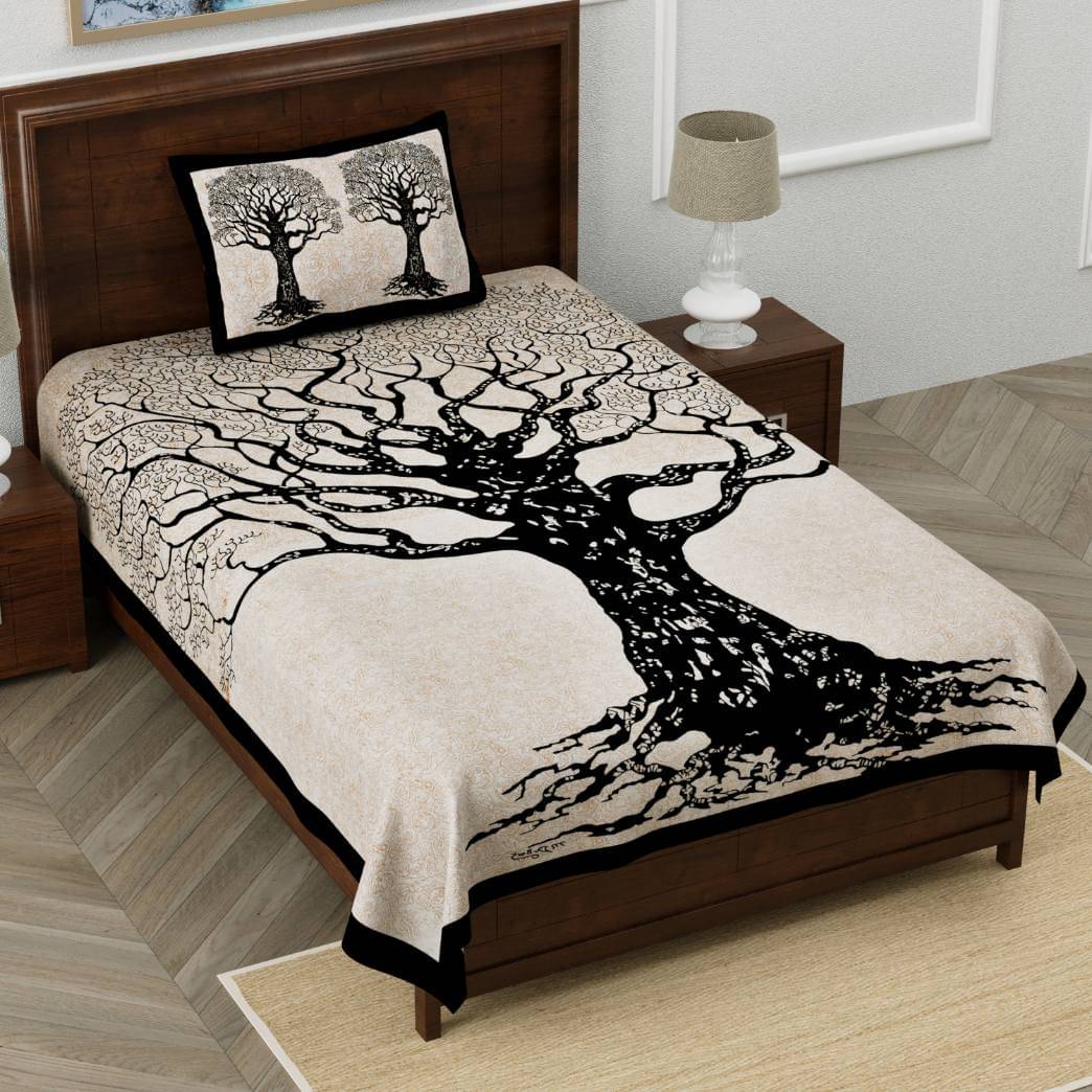 ABHACLOTHO Cotton 1 Single Bedsheet with 1 Pillow Cover ( Black ) ABHACLOTHO Cotton 1 Single Bedsheet with 1 Pillow Cover ( Black )