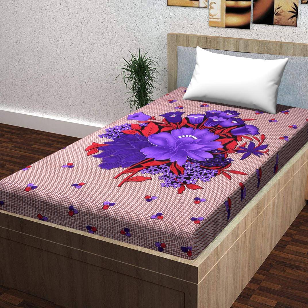     			ABHACLOTHO Cotton 1 Single Bedsheet with 1 Pillow Cover ( Maroon )
