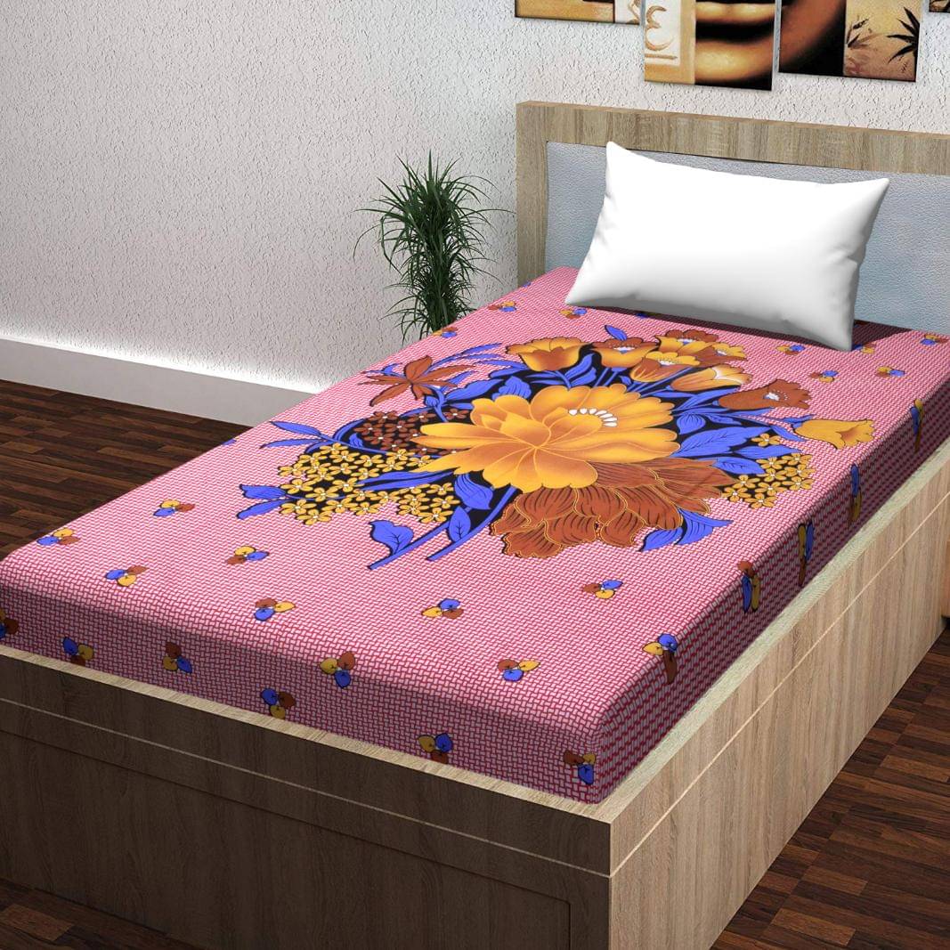 ABHACLOTHO Cotton 1 Single Bedsheet with 1 Pillow Cover ( Pink ) ABHACLOTHO Cotton 1 Single Bedsheet with 1 Pillow Cover ( Pink )