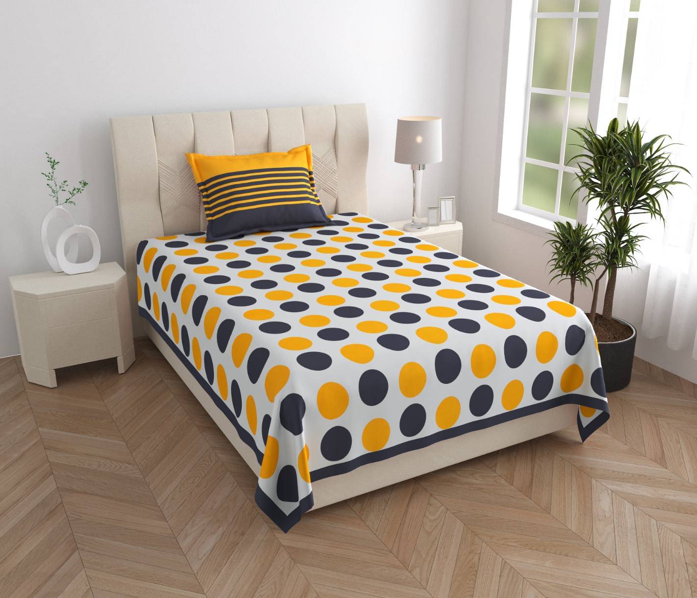 ABHACLOTHO Cotton 1 Single Bedsheet with 1 Pillow Cover ( Yellow ) ABHACLOTHO Cotton 1 Single Bedsheet with 1 Pillow Cover ( Yellow )