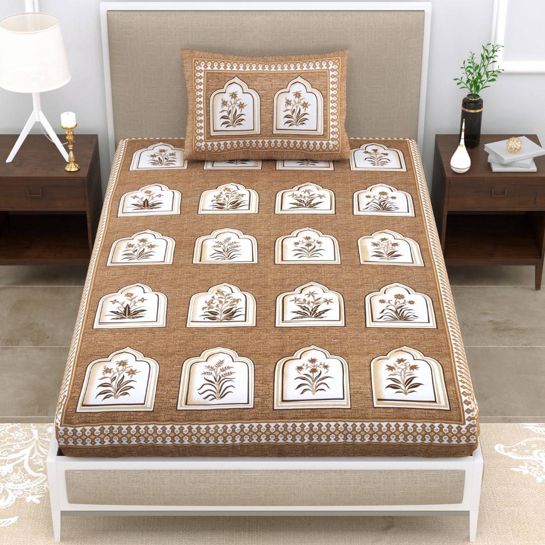 ABHACLOTHO Cotton 1 Single Bedsheet with 1 Pillow Cover ( Cream )     			ABHACLOTHO Cotton 1 Single Bedsheet with 1 Pillow Cover ( Cream )