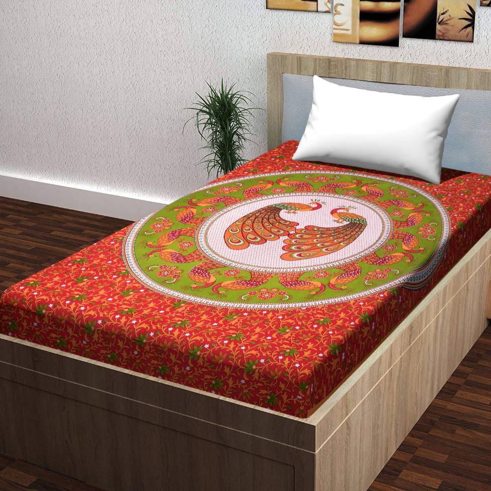 ABHACLOTHO Cotton 1 Single Bedsheet with 1 Pillow Cover ( Orange ) ABHACLOTHO Cotton 1 Single Bedsheet with 1 Pillow Cover ( Orange )