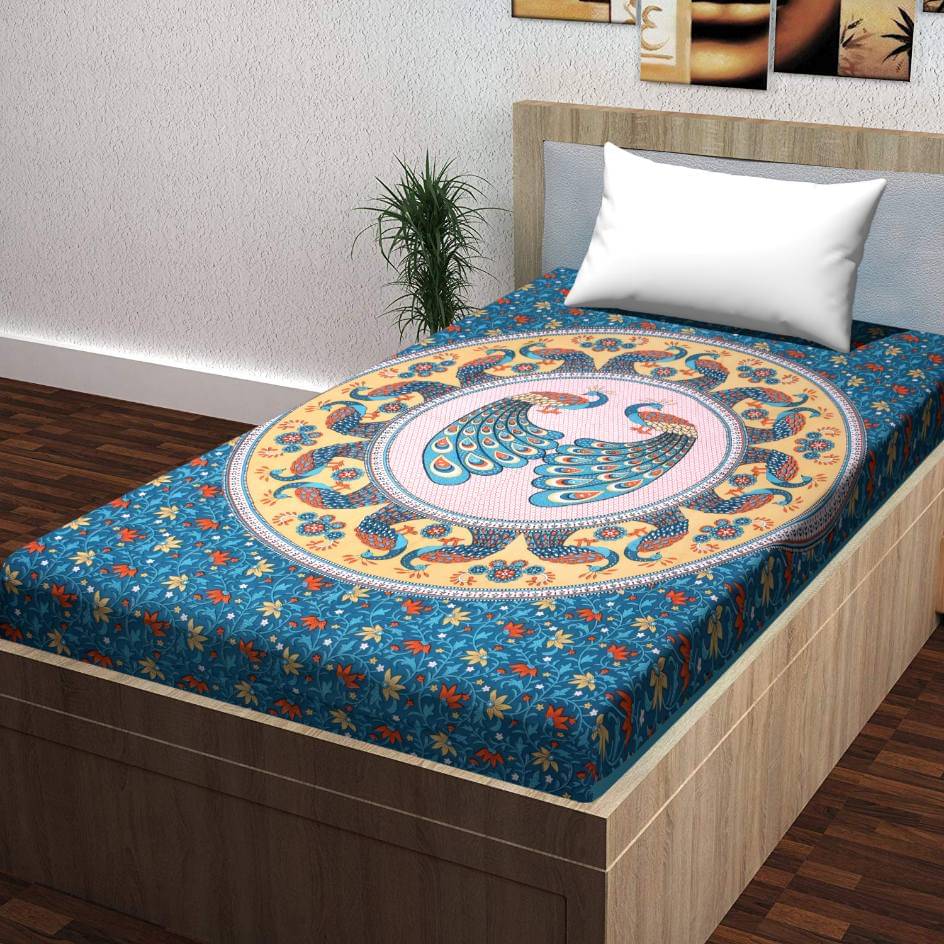     			ABHACLOTHO Cotton 1 Single Bedsheet with 1 Pillow Cover ( Sea Green )