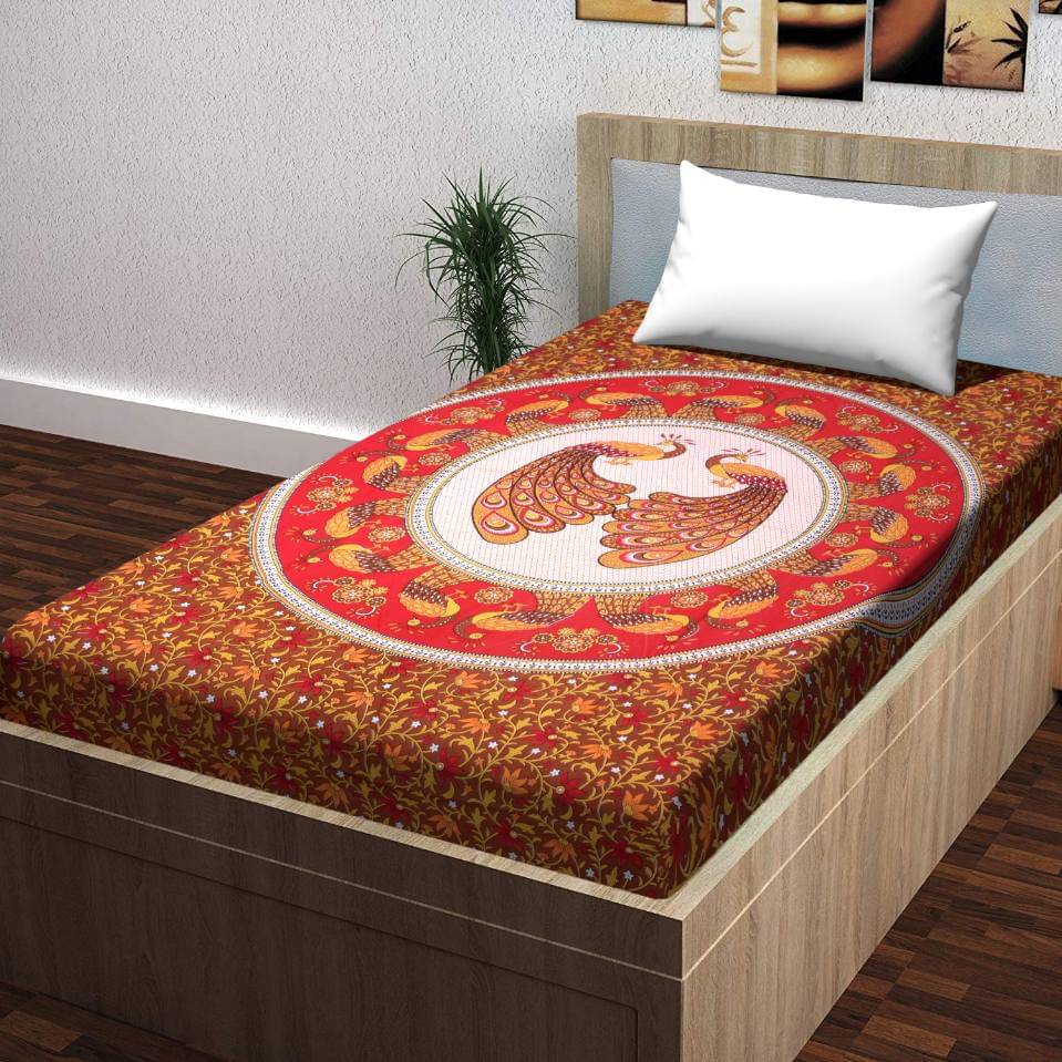 ABHACLOTHO Cotton 1 Single Bedsheet with 1 Pillow Cover ( Red ) ABHACLOTHO Cotton 1 Single Bedsheet with 1 Pillow Cover ( Red )