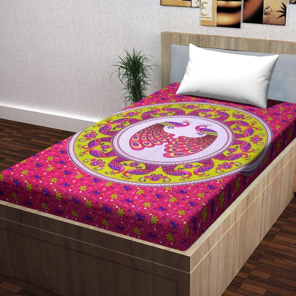 ABHACLOTHO Cotton 1 Single Bedsheet with 1 Pillow Cover ( Pink ) ABHACLOTHO Cotton 1 Single Bedsheet with 1 Pillow Cover ( Pink )