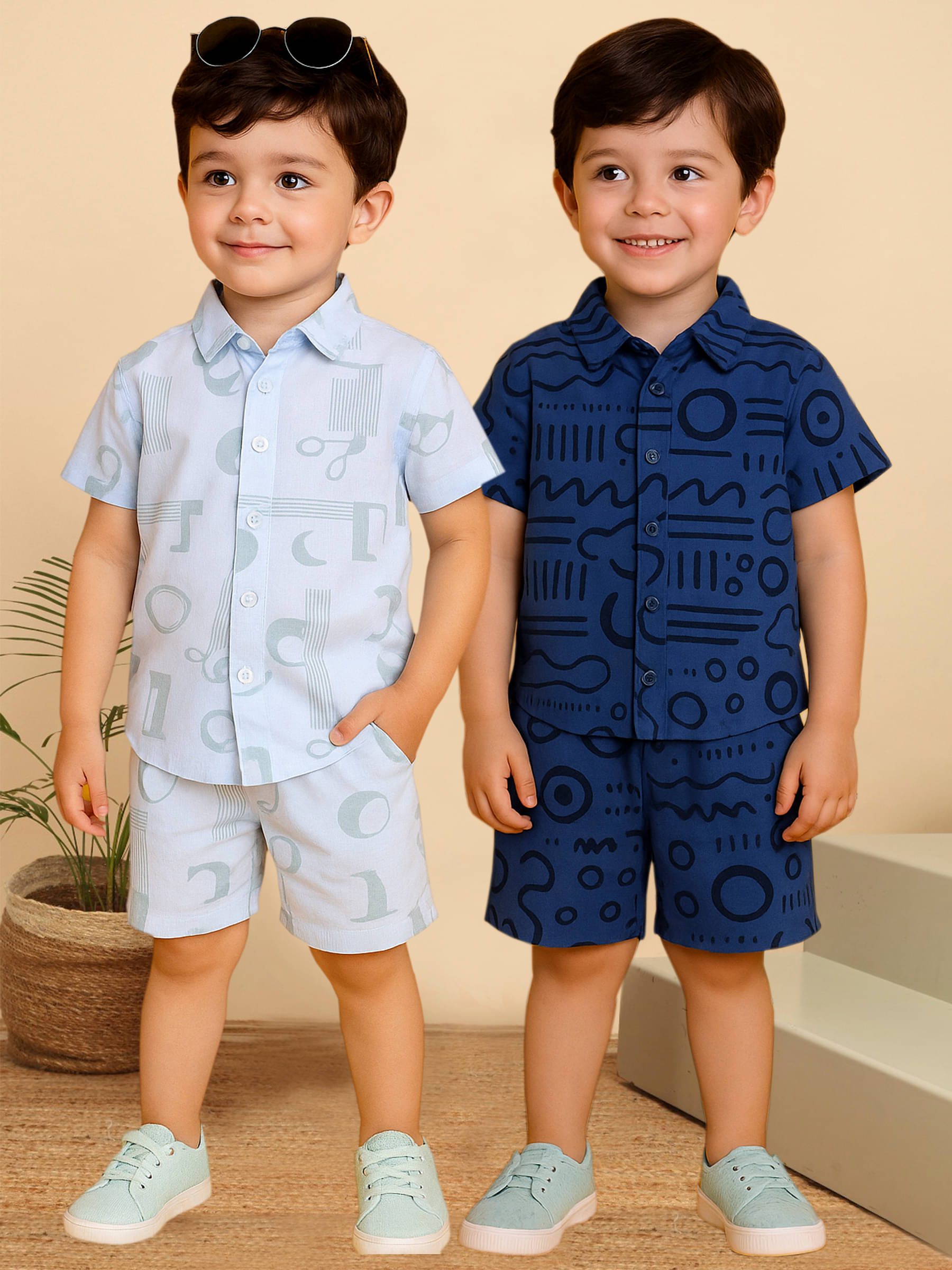 ALY JH0N Pack of 2 Boys Cotton Shirt & Shorts Set ( Multicolor 8 ) ALY JH0N Pack of 2 Boys Cotton Shirt & Shorts Set ( Multicolor 8 )