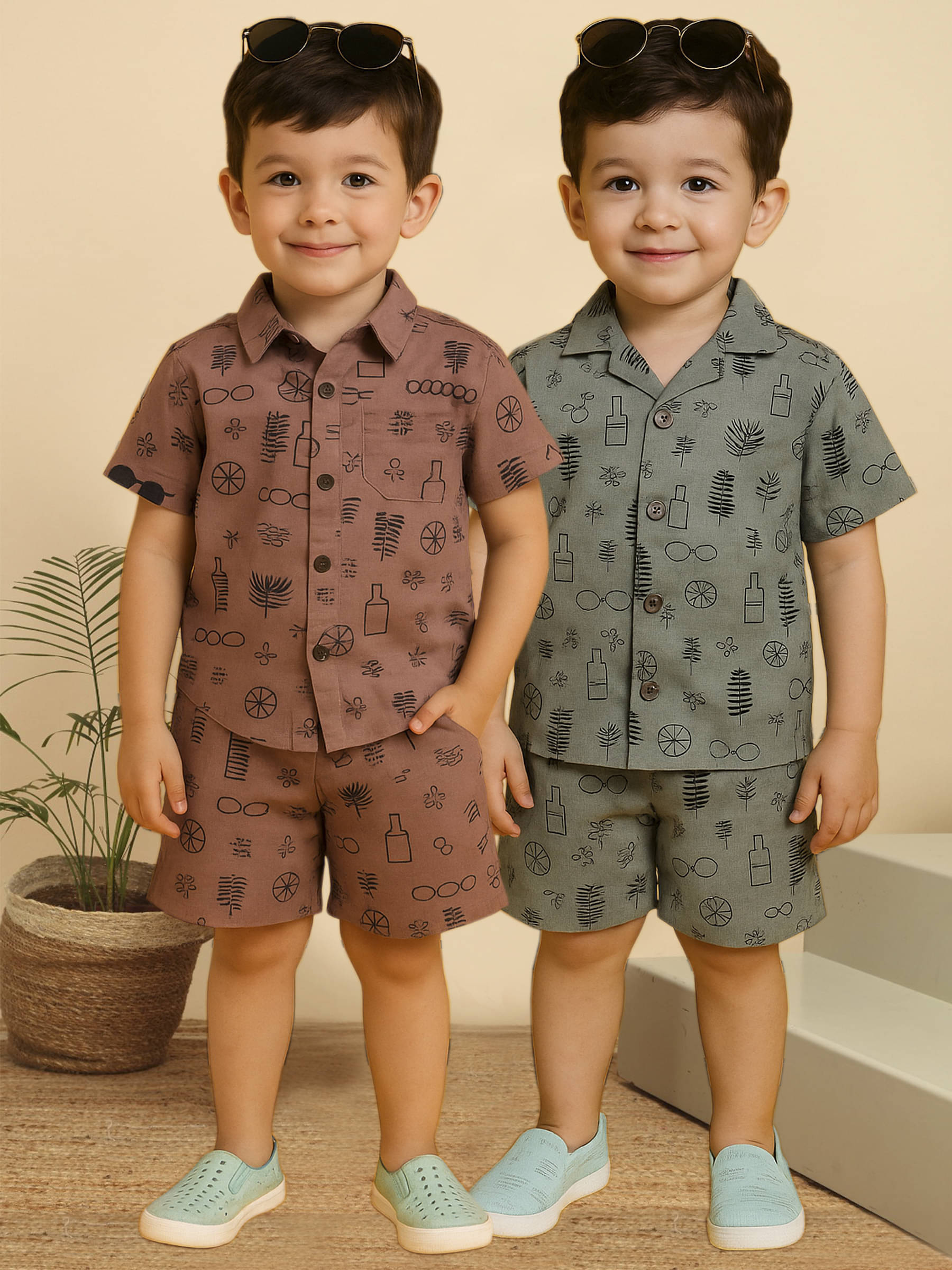     			ALY JH0N Pack of 2 Boys Cotton Shirt & Shorts Set ( Multicolor 6 )