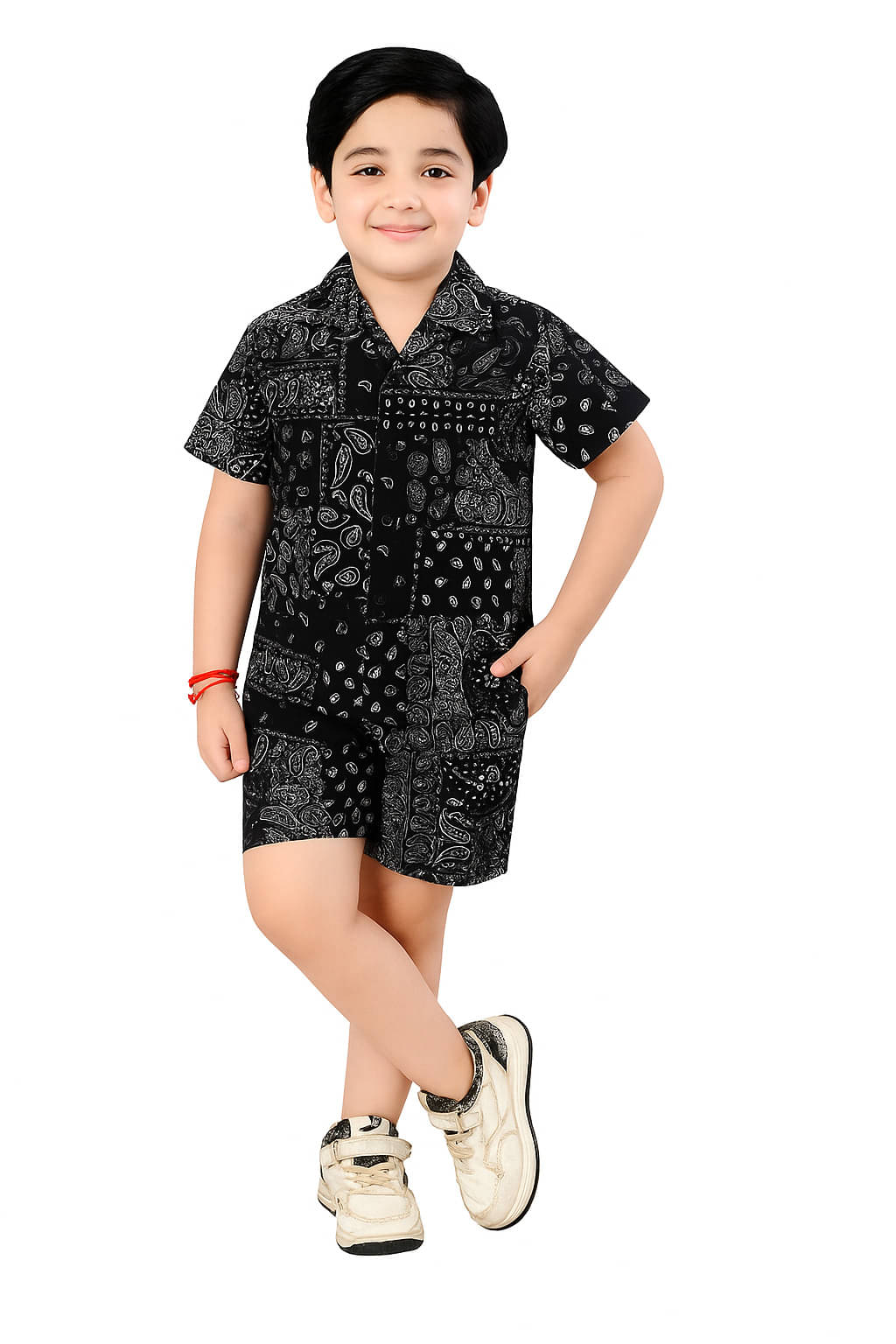 Arshia Fashions Pack of 1 Boys Cotton Blend Shirt & Shorts Set ( Black ) Arshia Fashions Pack of 1 Boys Cotton Blend Shirt & Shorts Set ( Black )
