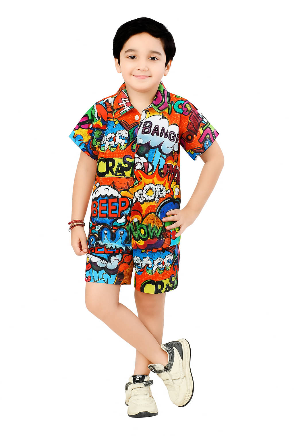Arshia Fashions Pack of 1 Boys Cotton Blend Shirt & Shorts Set ( Multicolor )     			Arshia Fashions Pack of 1 Boys Cotton Blend Shirt & Shorts Set ( Multicolor )