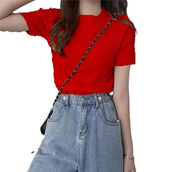 Bebron Women's Cotton Linen Regular Top ( Red ) Bebron Women's Cotton Linen Regular Top ( Red )