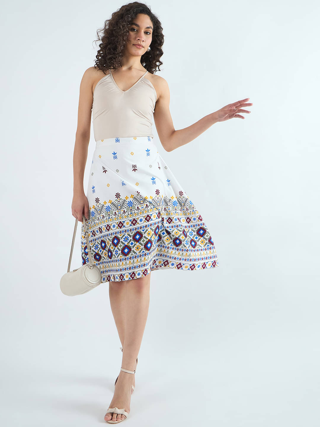     			Bitterlime White Polyester Women's A-Line Skirt ( Pack of 1 )