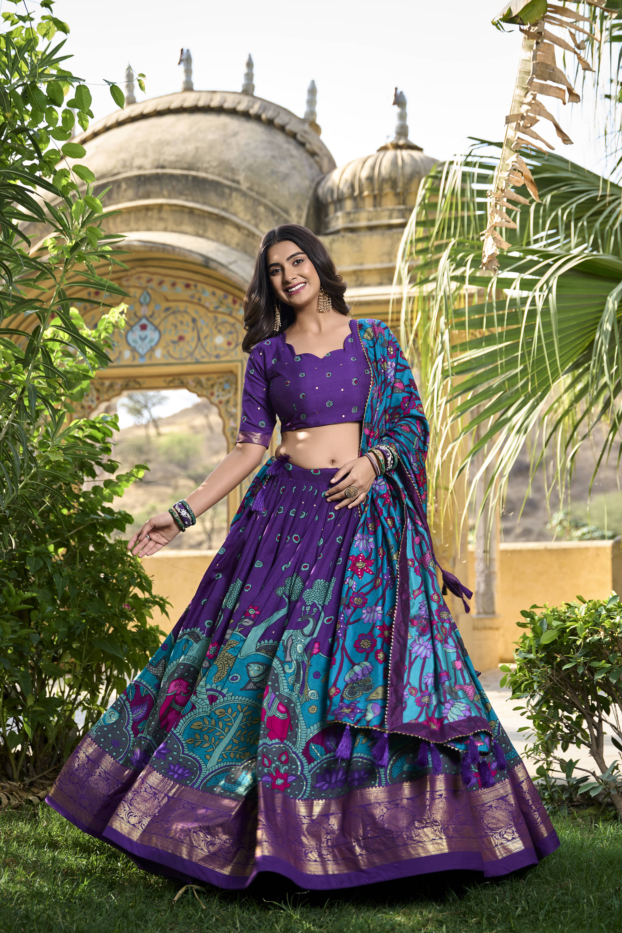 CYNOR Maroon Tussar Silk Circular Stitched Lehenga Single CYNOR Maroon Tussar Silk Circular Stitched Lehenga Single