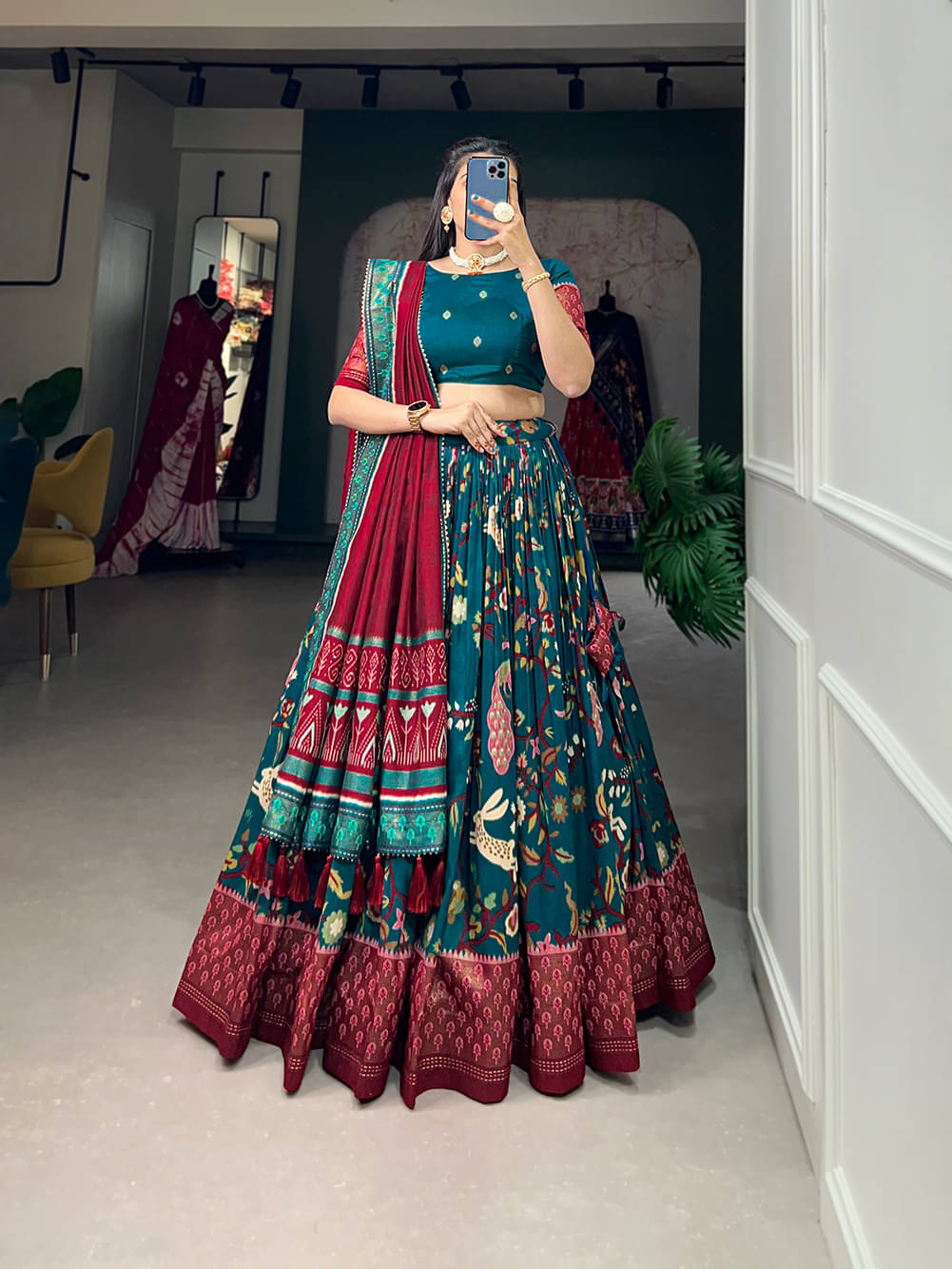 CYNOR Purple Tussar Silk Circular Stitched Lehenga Single CYNOR Purple Tussar Silk Circular Stitched Lehenga Single