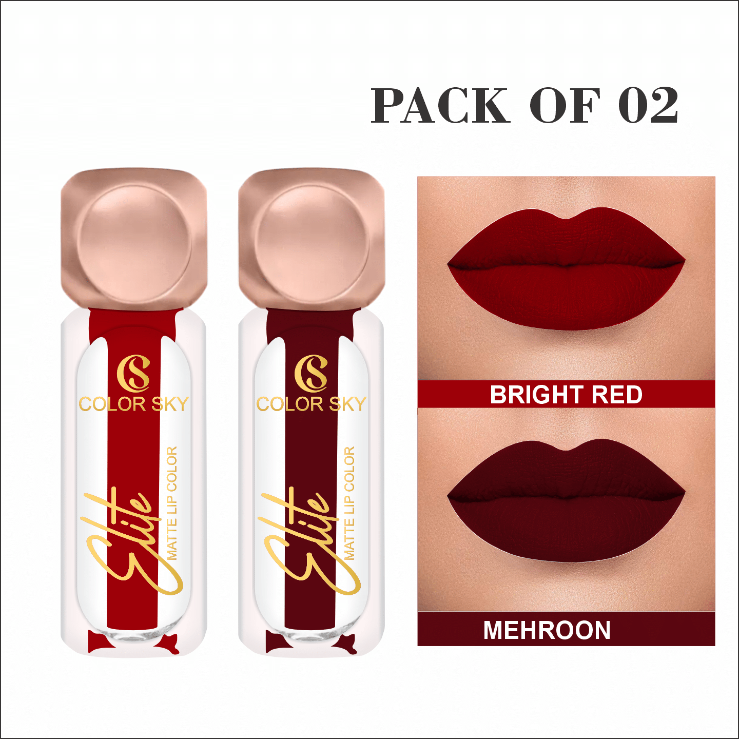     			Color Sky Maroon Matte Long Lasting Liquid Lipstick ( Pack of 2 )