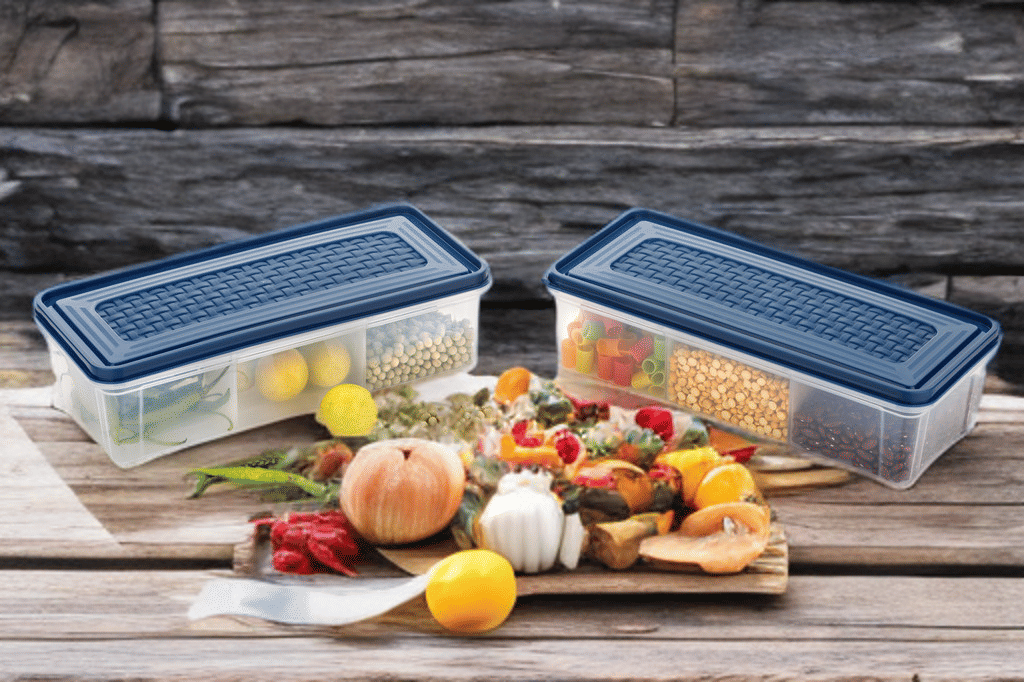     			Dinely Food Container Plastic Blue Food Container ( Set of 2 )