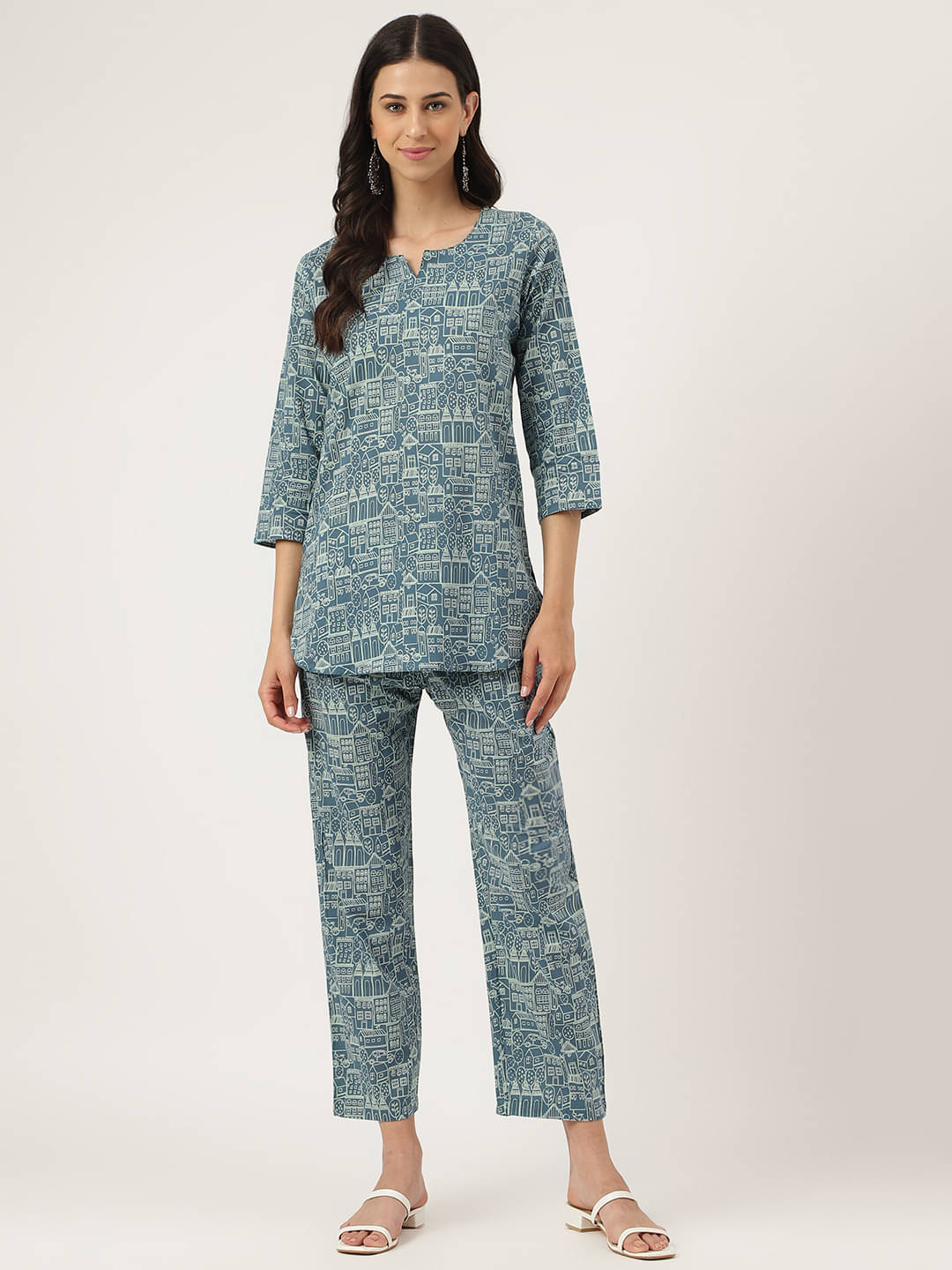     			Divena Teal Cotton Women's Nightwear Nightsuit Sets ( Pack of 1 )