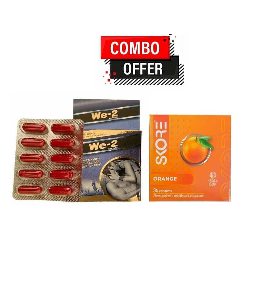 Dr. Chopra We-2 Capsule 10no.s & Skore Orange 3Condoms 1500+Dots Pack of 2     			Dr. Chopra We-2 Capsule 10no.s & Skore Orange 3Condoms 1500+Dots Pack of 2