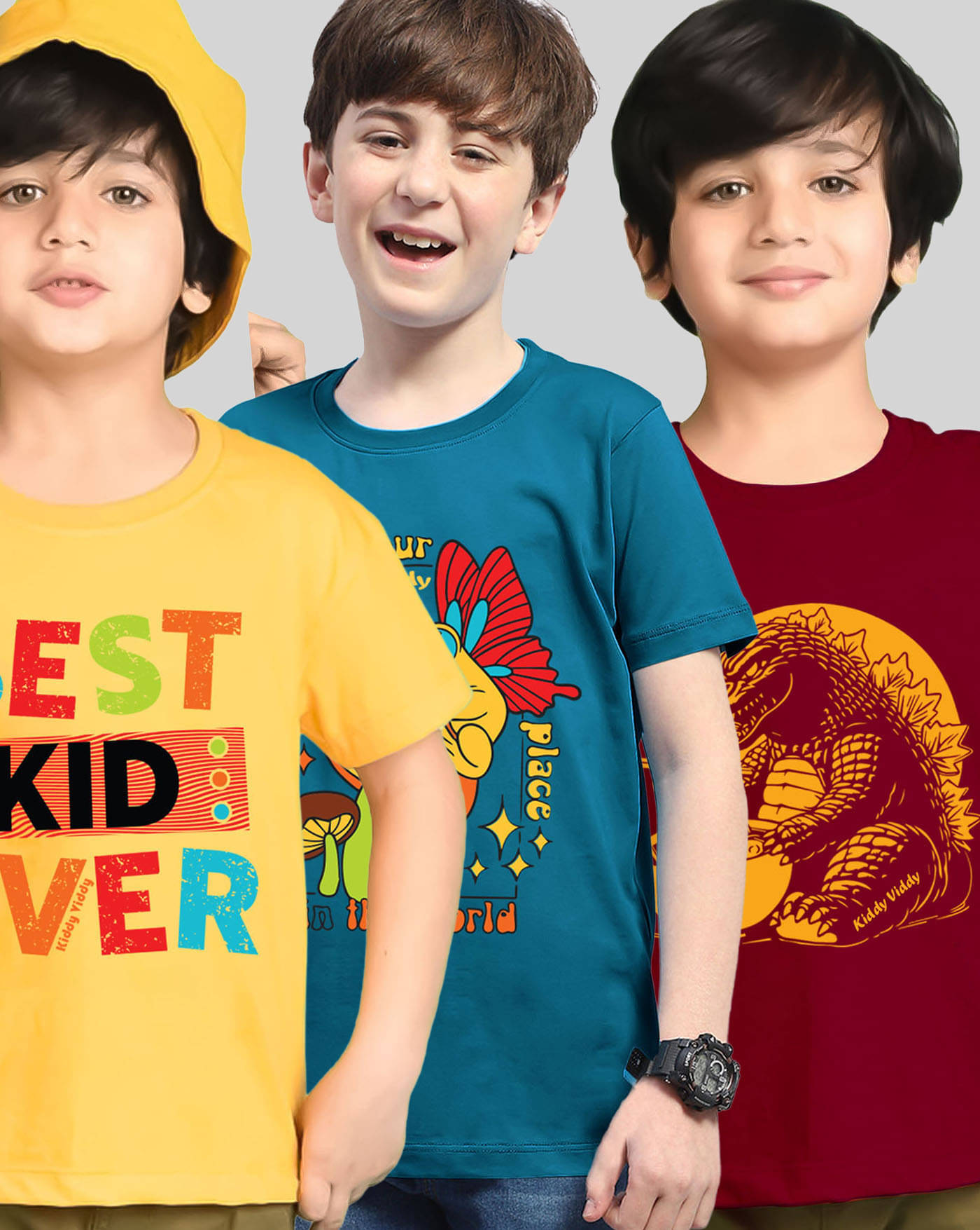     			ENITOR Pack of 3 Boys Cotton Blend T-Shirt ( Yellow )