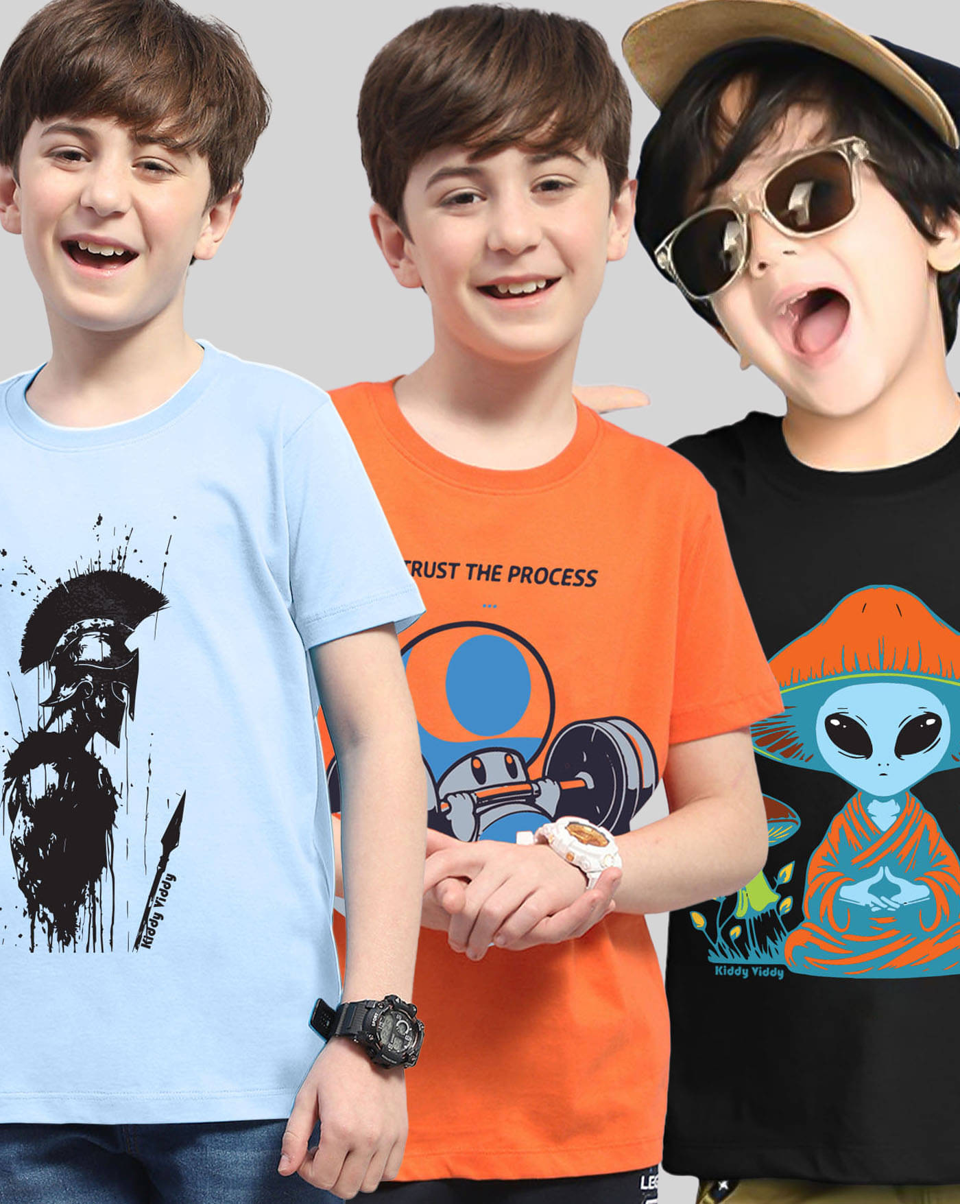     			ENITOR Pack of 3 Boys Cotton Blend T-Shirt ( Sky Blue )