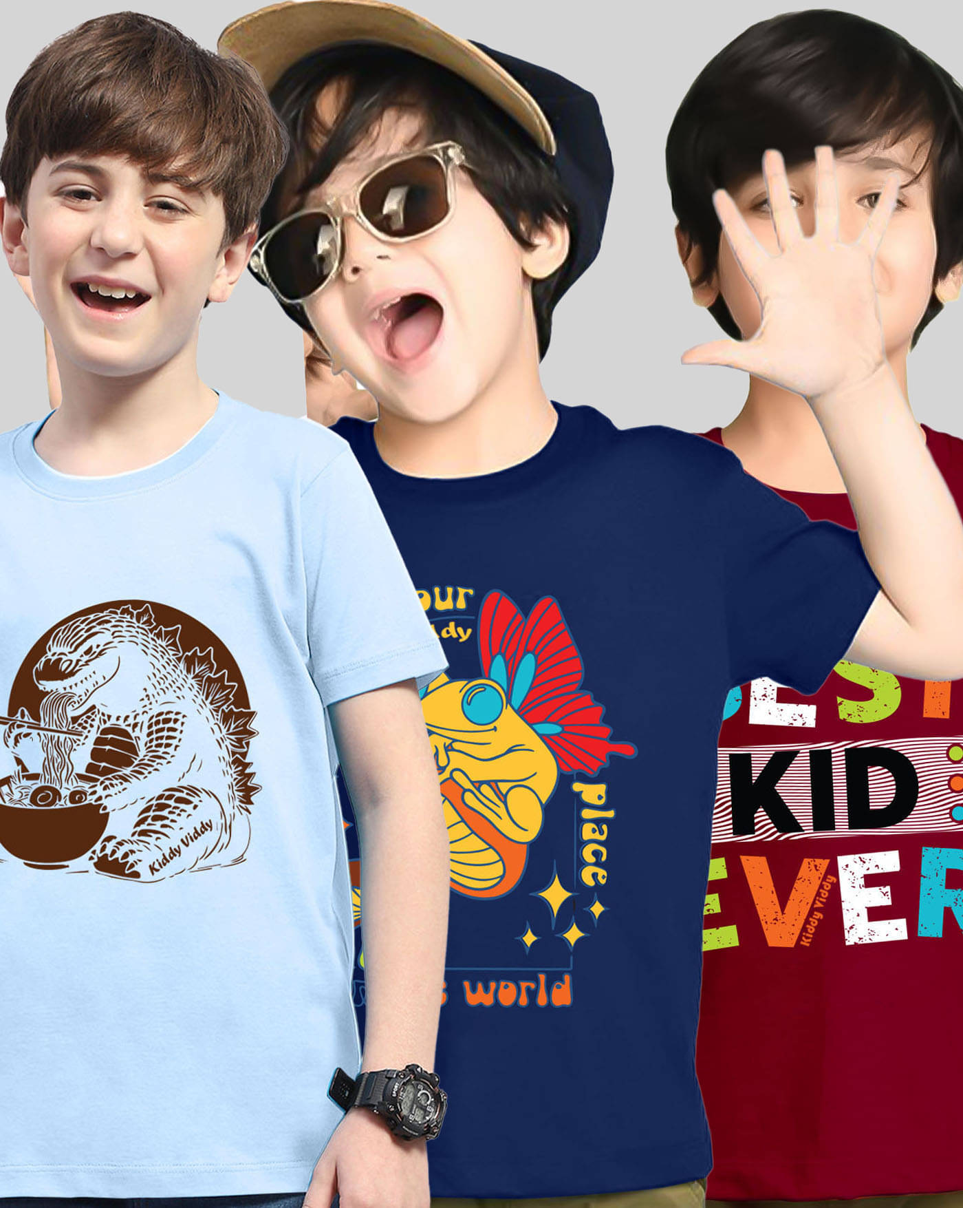     			ENITOR Pack of 3 Boys Cotton Blend T-Shirt ( Navy Blue )