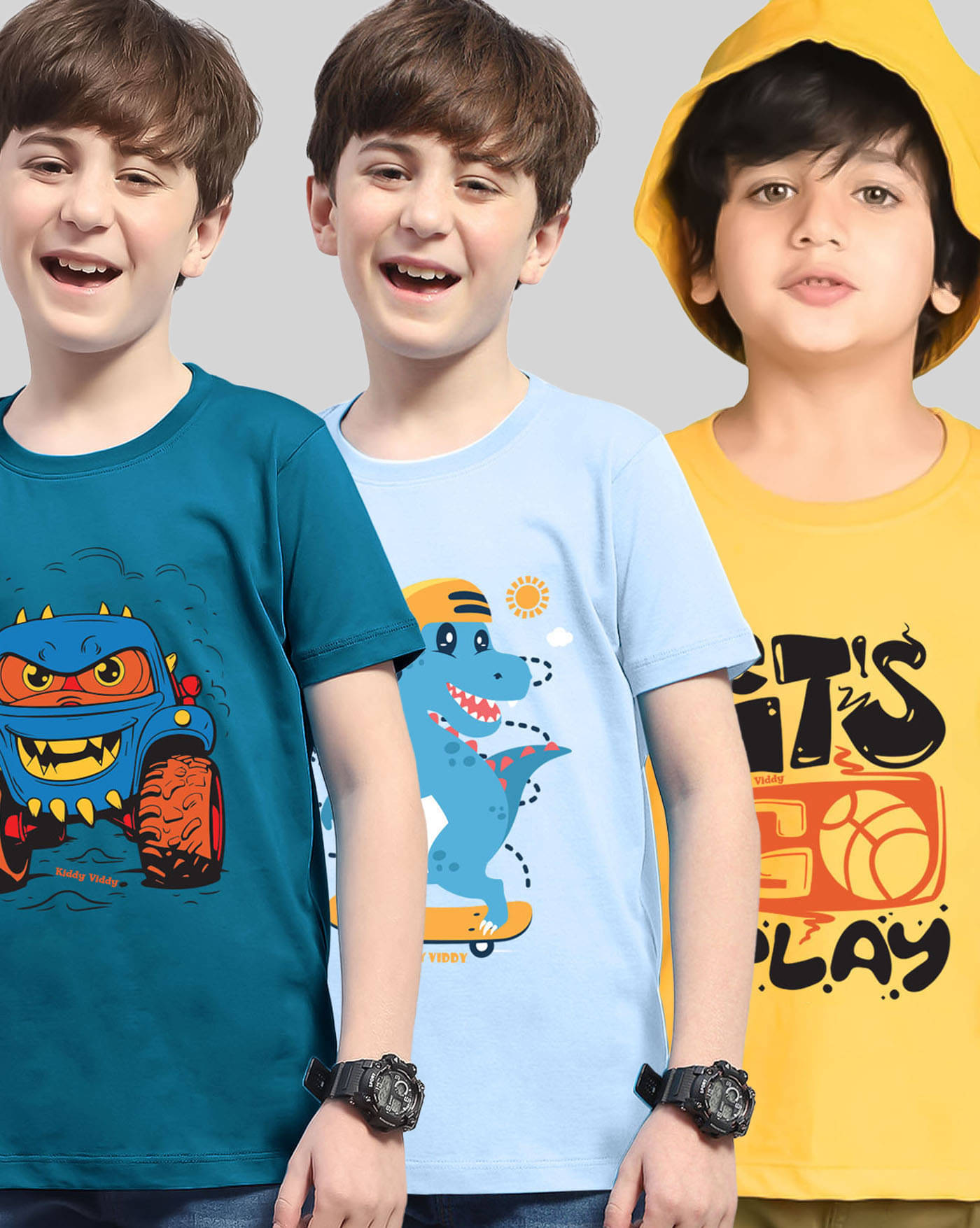     			ENITOR Pack of 3 Boys Cotton Blend T-Shirt ( Yellow )