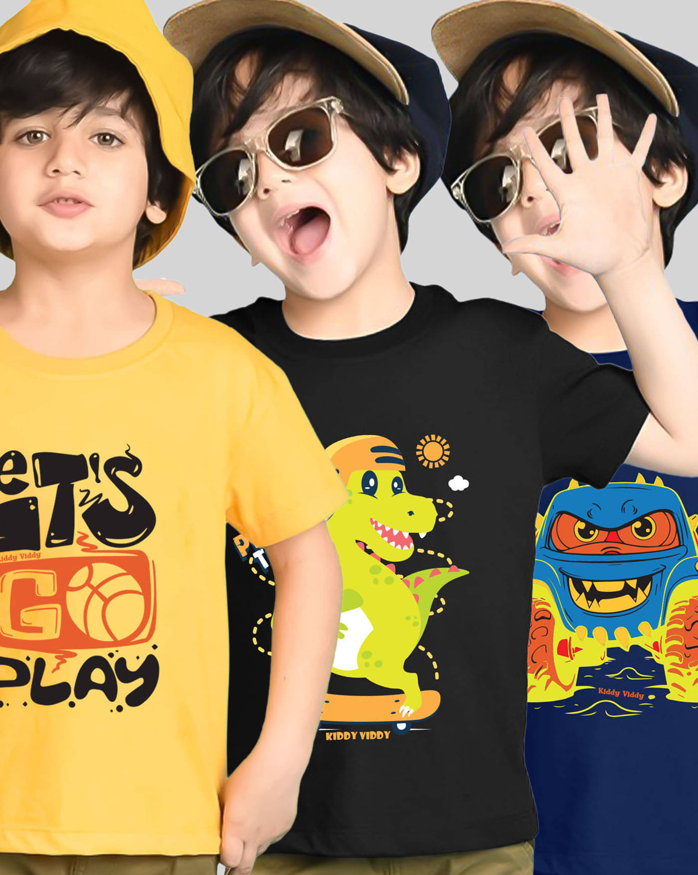     			ENITOR Pack of 3 Boys Cotton Blend T-Shirt ( Yellow )