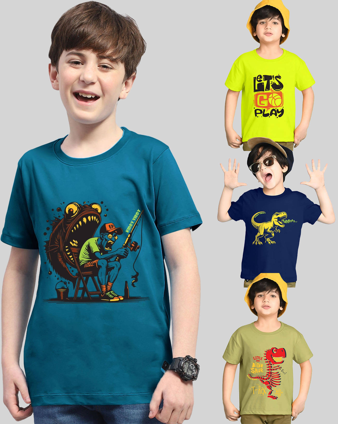     			ENITOR Pack of 4 Boys Cotton Blend T-Shirt ( Neon Green )