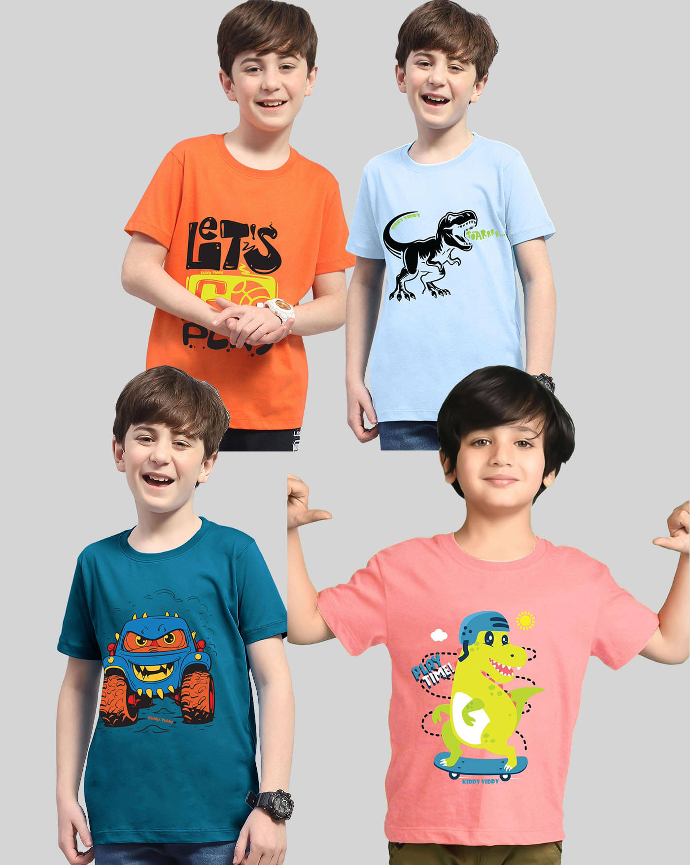     			ENITOR Pack of 4 Boys Cotton Blend T-Shirt ( Orange )