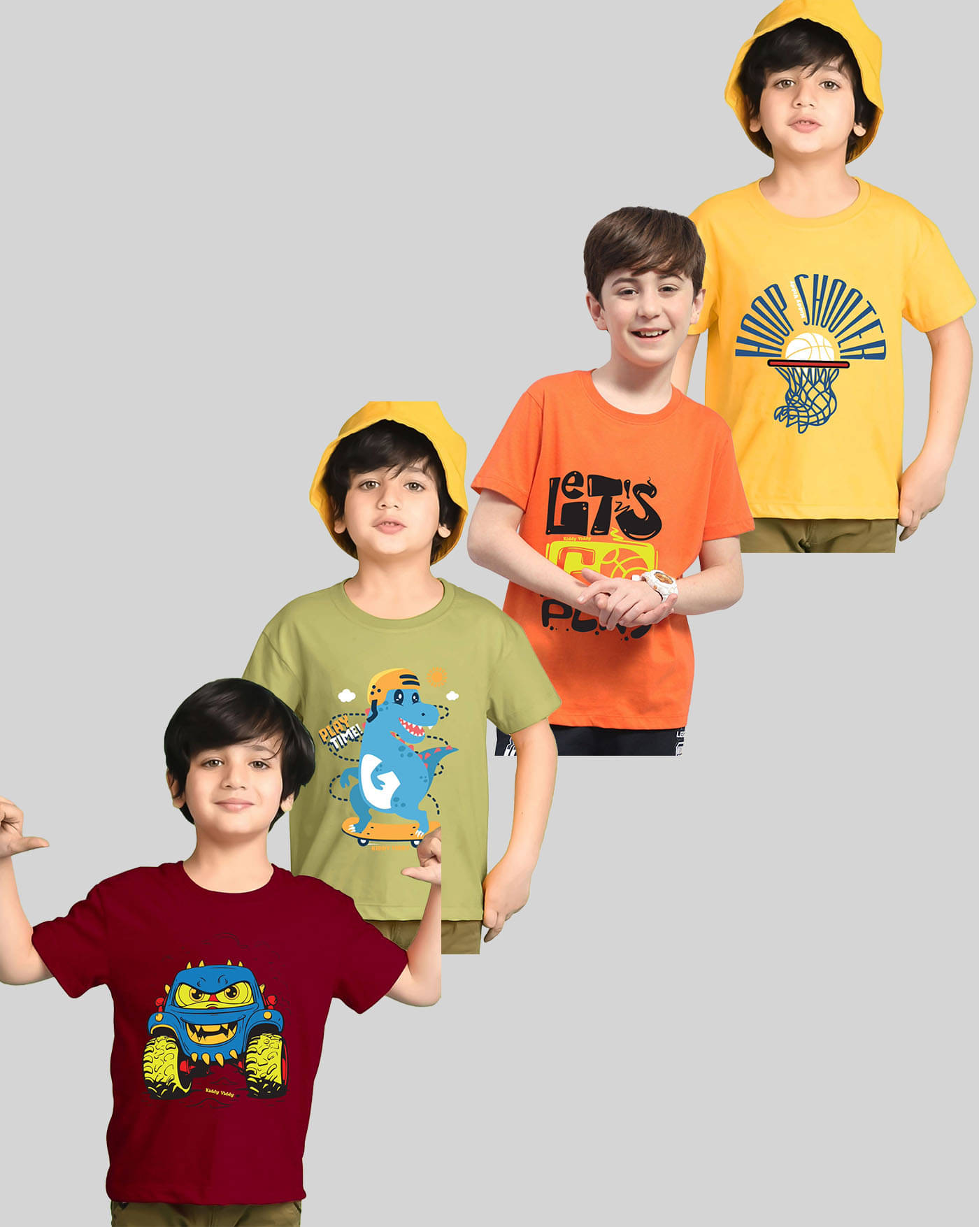     			ENITOR Pack of 4 Boys Cotton Blend T-Shirt ( Orange )
