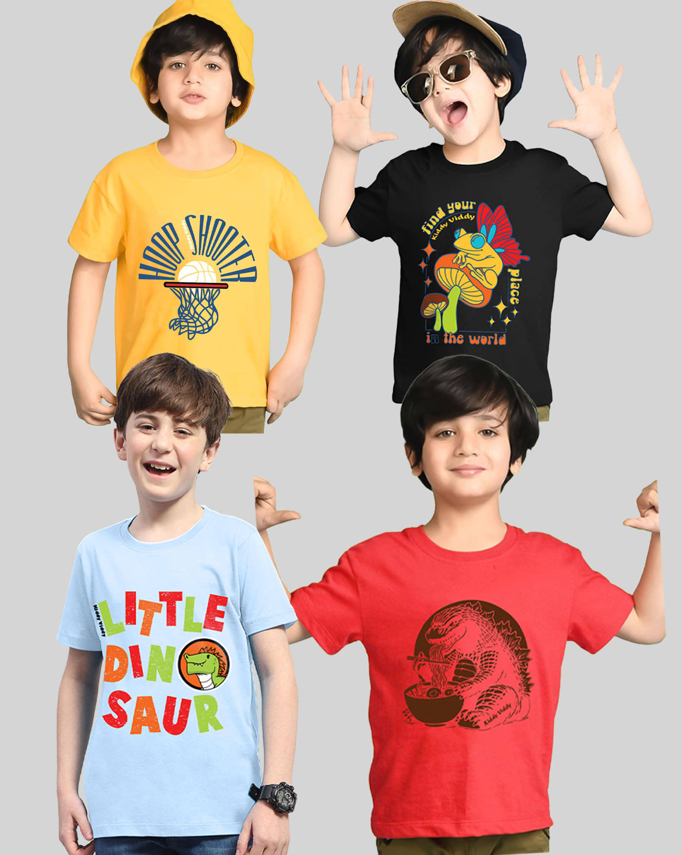     			ENITOR Pack of 4 Boys Cotton Blend T-Shirt ( Sky Blue )