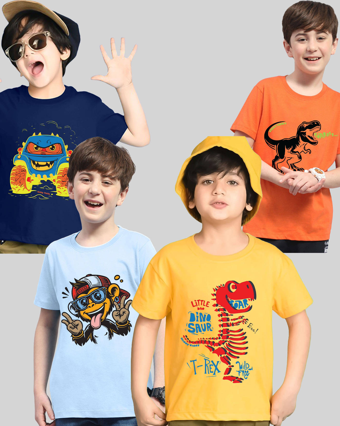    			ENITOR Pack of 4 Boys Cotton Blend T-Shirt ( Orange )
