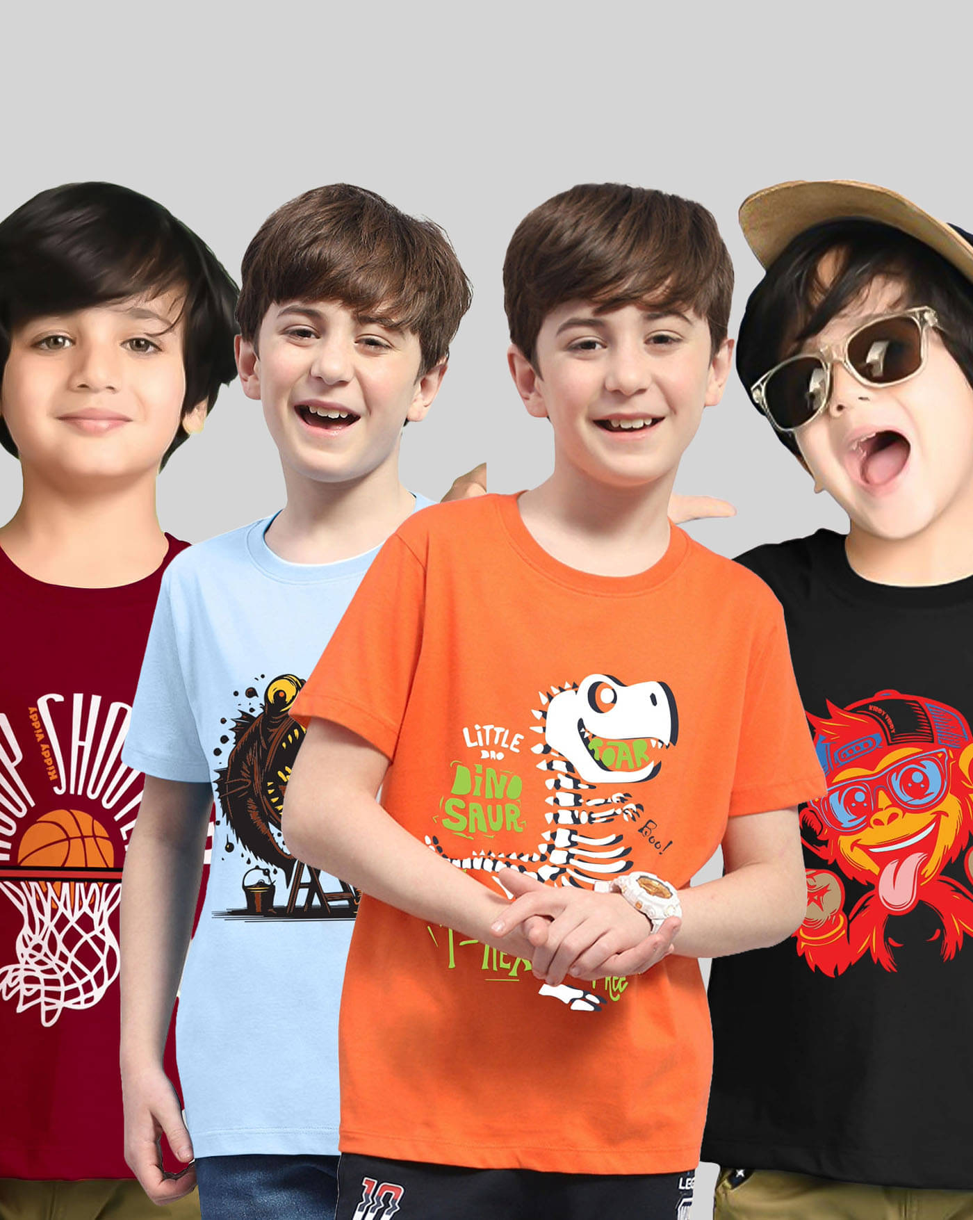     			ENITOR Pack of 4 Boys Cotton Blend T-Shirt ( Maroon )