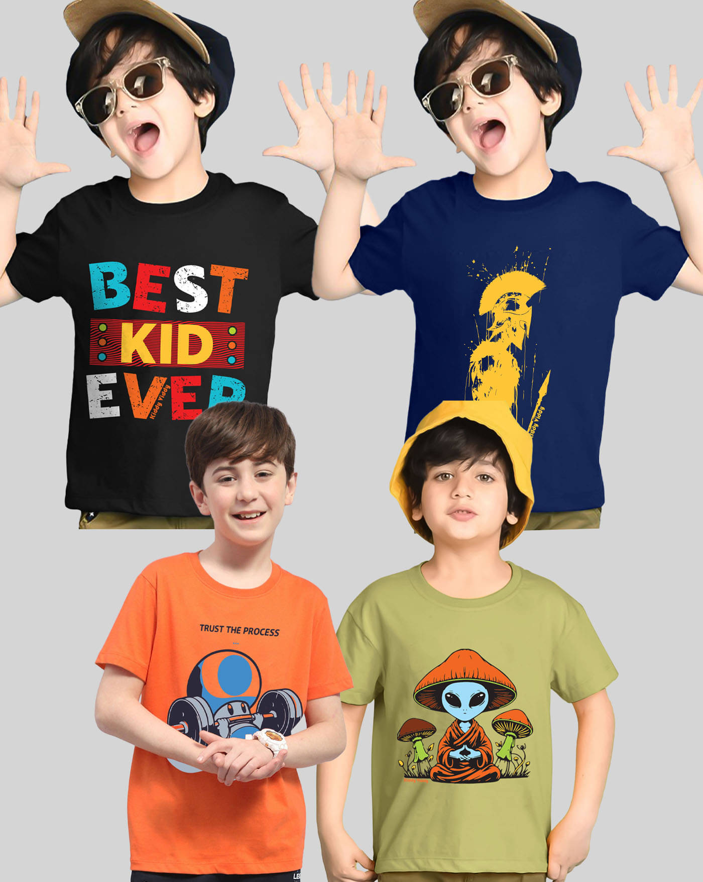     			ENITOR Pack of 4 Boys Cotton Blend T-Shirt ( Green )