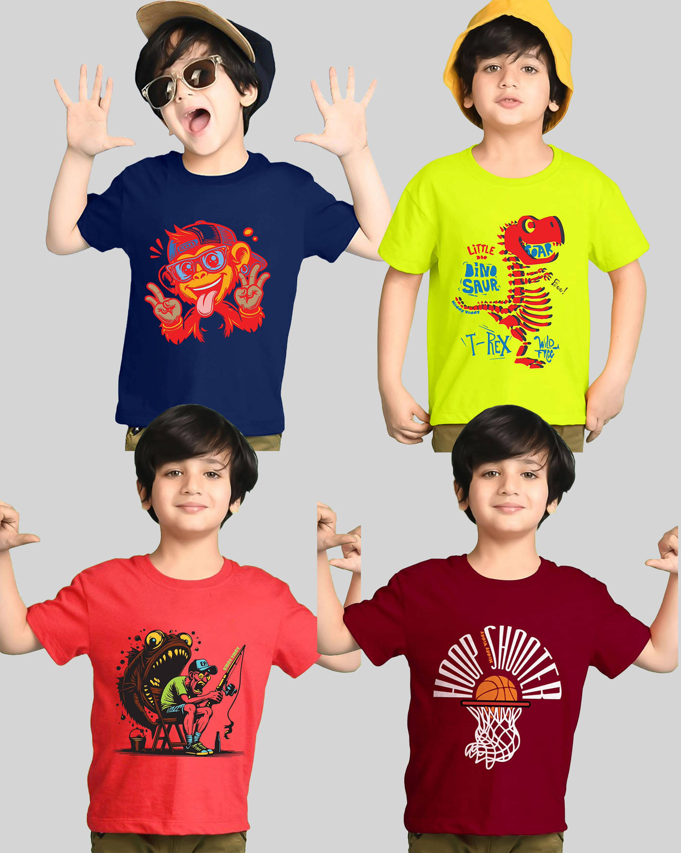     			ENITOR Pack of 4 Boys Cotton Blend T-Shirt ( Neon Green )