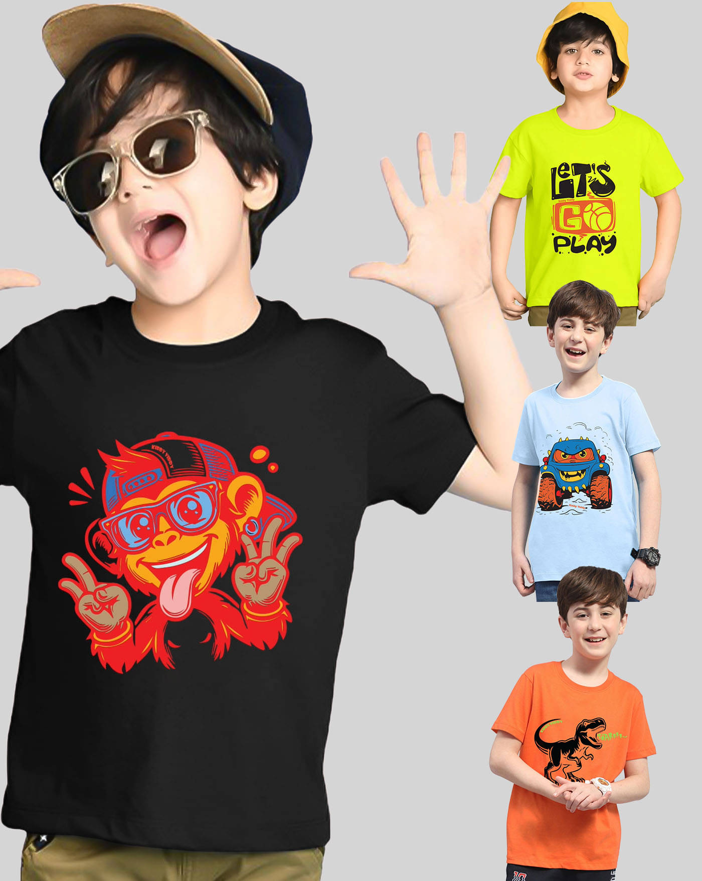     			ENITOR Pack of 4 Boys Cotton Blend T-Shirt ( Sky Blue )