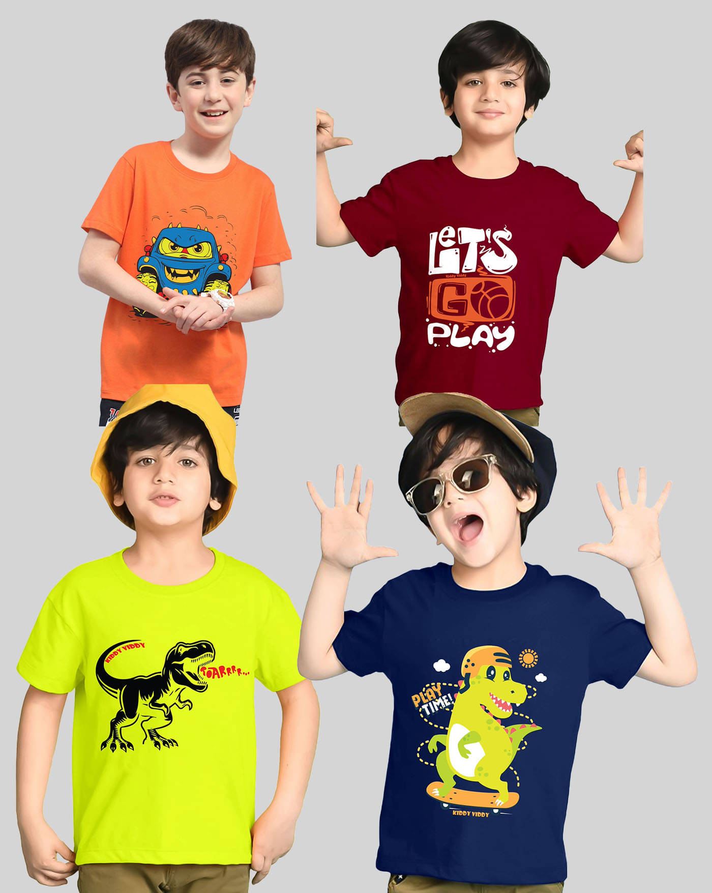     			ENITOR Pack of 4 Boys Cotton Blend T-Shirt ( Maroon )