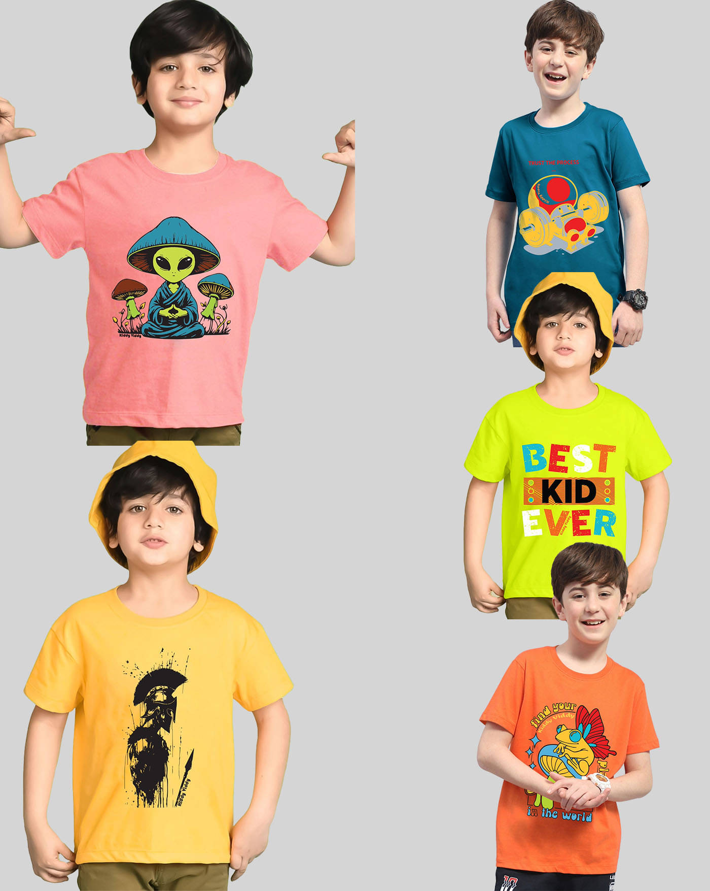     			ENITOR Pack of 5 Boys Cotton Blend T-Shirt ( Neon Green )