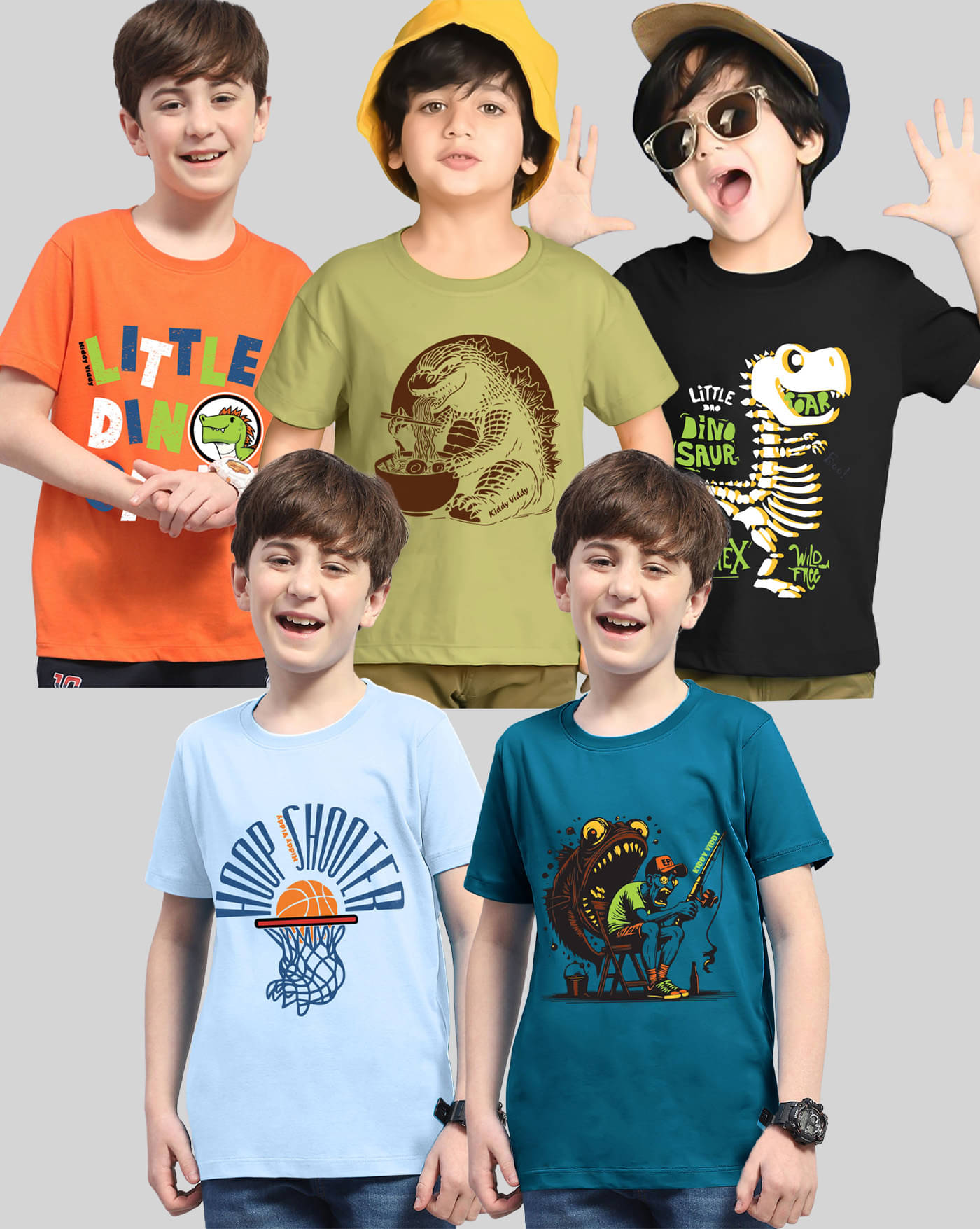     			ENITOR Pack of 5 Boys Cotton Blend T-Shirt ( Black )