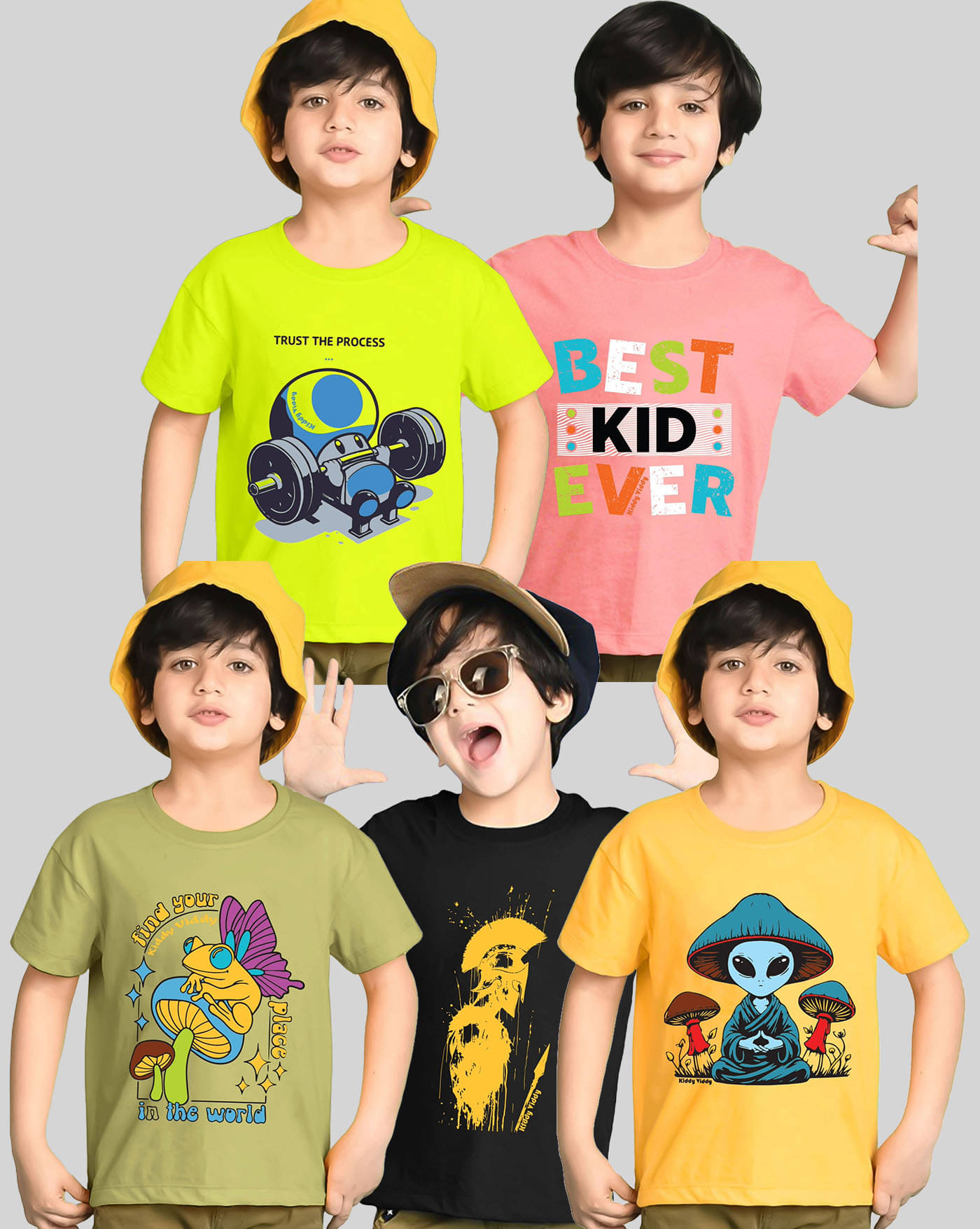     			ENITOR Pack of 5 Boys Cotton Blend T-Shirt ( Peach )