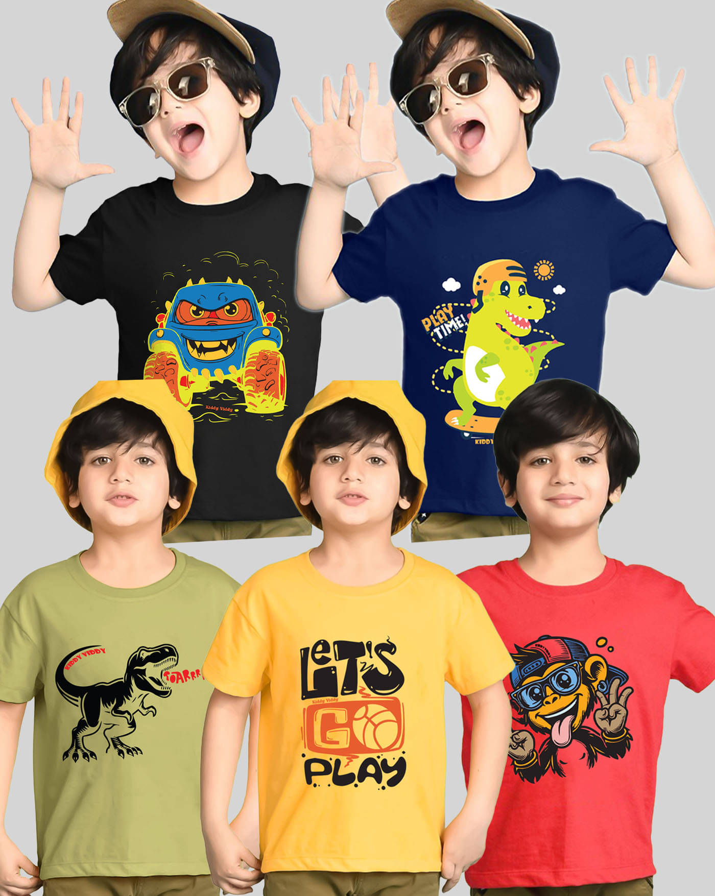     			ENITOR Pack of 5 Boys Cotton Blend T-Shirt ( Yellow )