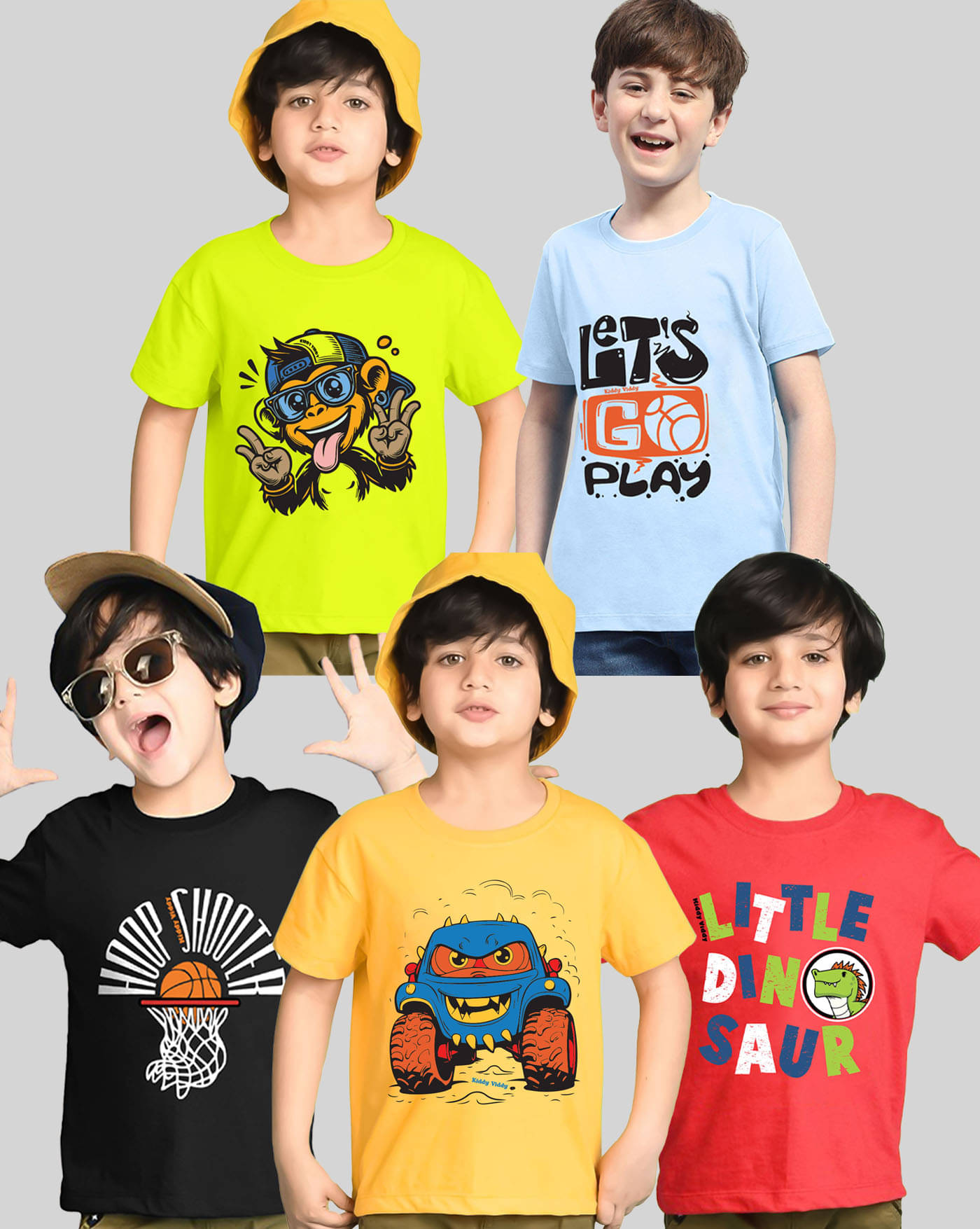     			ENITOR Pack of 5 Boys Cotton Blend T-Shirt ( Sky Blue )